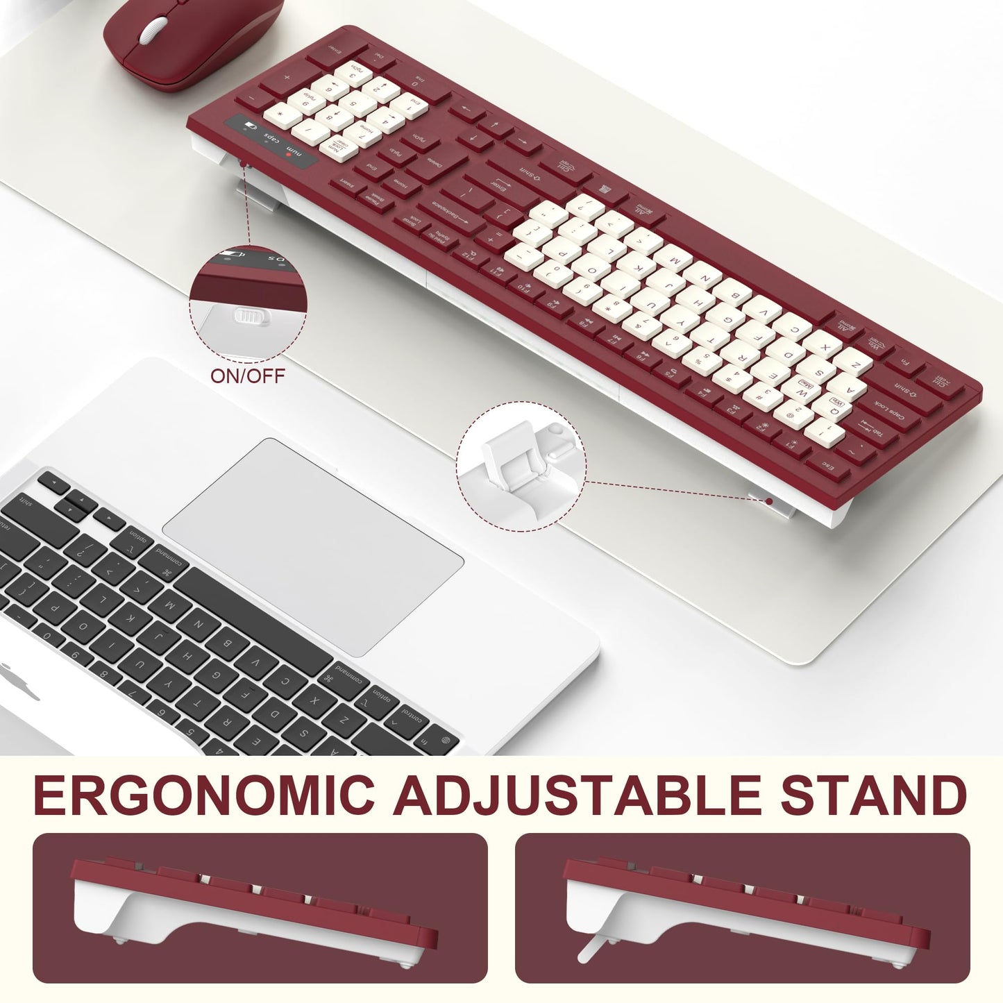 Wireless Keyboard and Mouse Combo, Full-Sized Wireless Keyboard and Adjustable DPI Mouse, 2.4GHz USB Receiver, Silent Keyboard and Mouse for PC, Windows, MAC, Desktop, Laptop (Avocado Green)