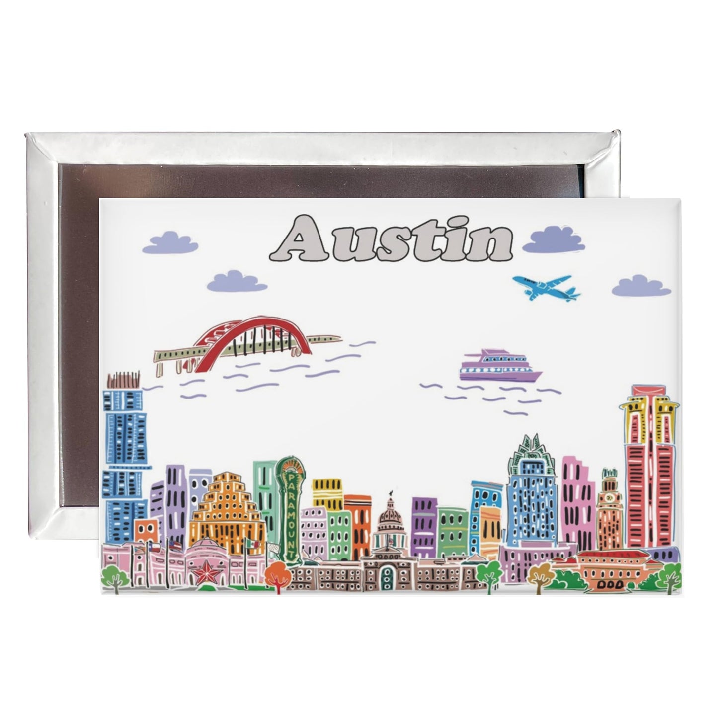 City Themed Artwork Magnet Collection by Beary Blu - Designed in The USA, Collectible Souvenirs Gifts 2.5" x 3.5" (Dallas) BST220