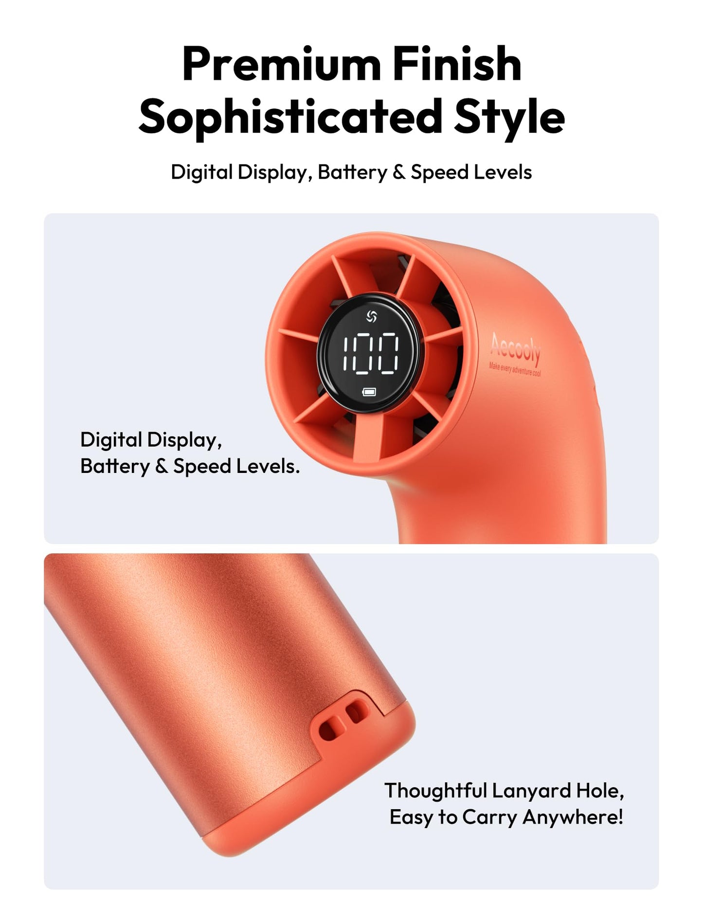 Aecooly Portable Handheld Fan, Powerful Turbo Air Tube Fan, 19000 RPM High Speed Aero Pro, 15H Max Cooling Time, 6 Speeds Aluminum Case, Mini Pocket Design, for Travel Beach Outdoor Activities -Blue WN420