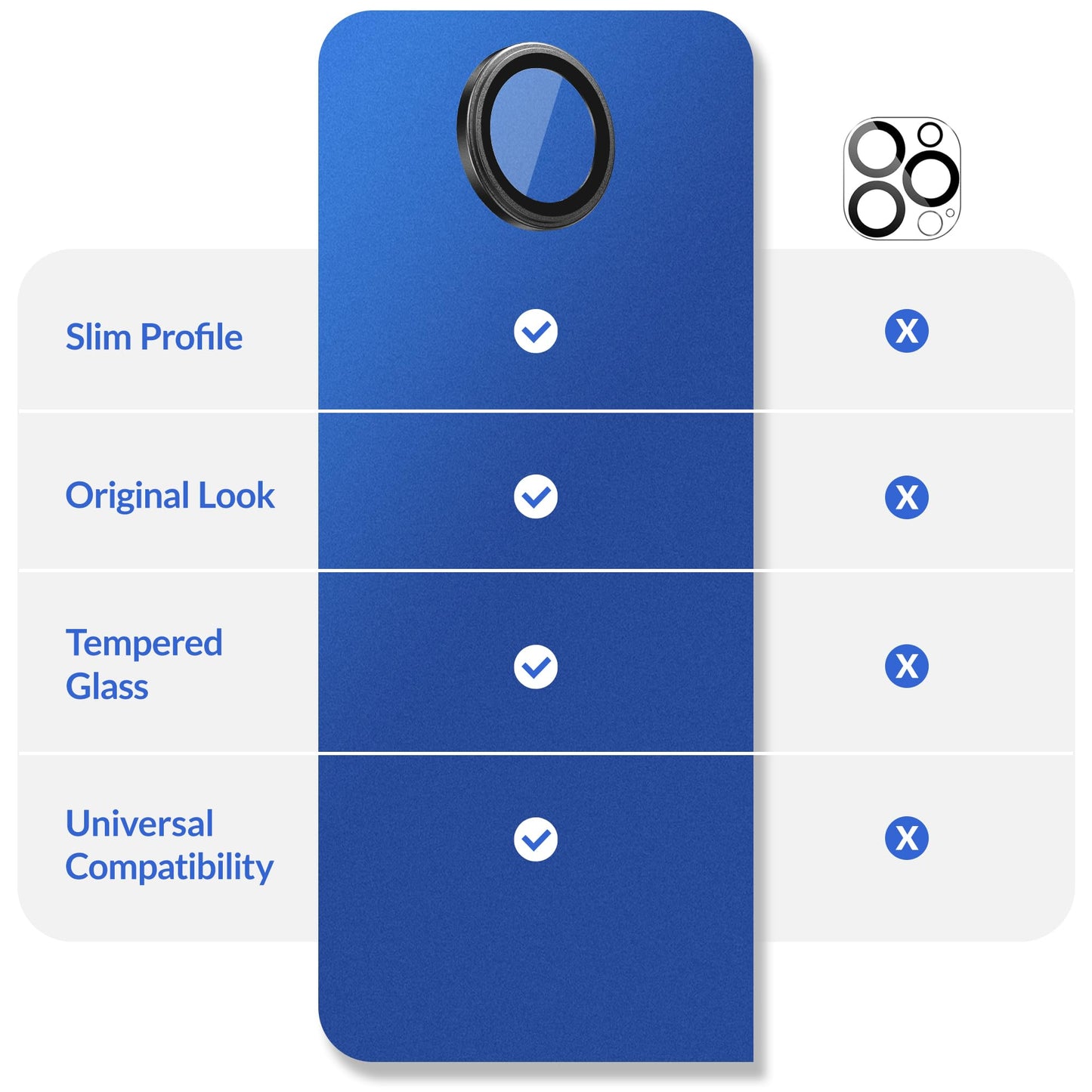LONLI - for iPhone 16 Pro | 16 Pro Max - Triple Individual Camera Lens Protector - Rainbow Holographic Glitter WN420