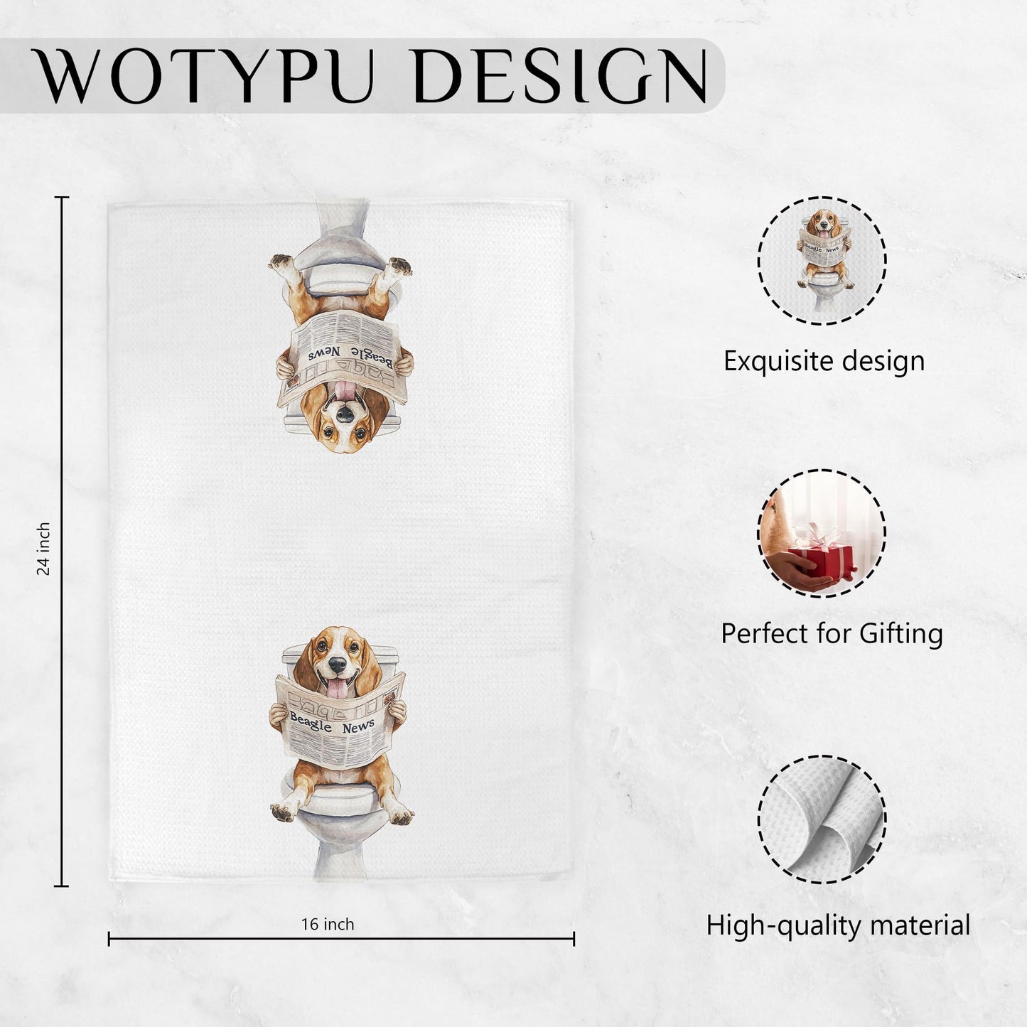Beagle Gift Kitchen Towels, Beagle Lover Gifts Dish Tea Towel for Kitchen Decor, Funny Western Dog Hand Towels for Bathroom Decor, 16x24 Inch BST326L