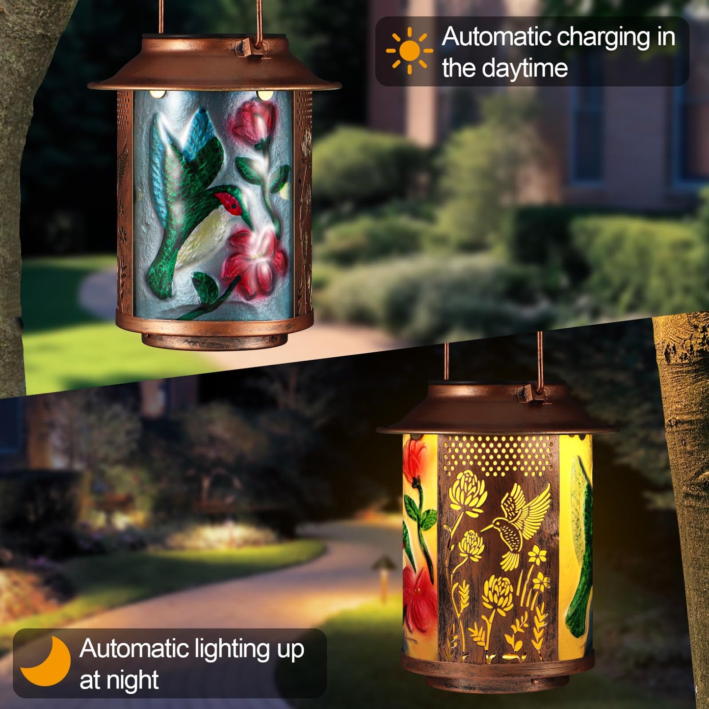 2 Pack Solar Lanterns Outdoor Waterproof N30