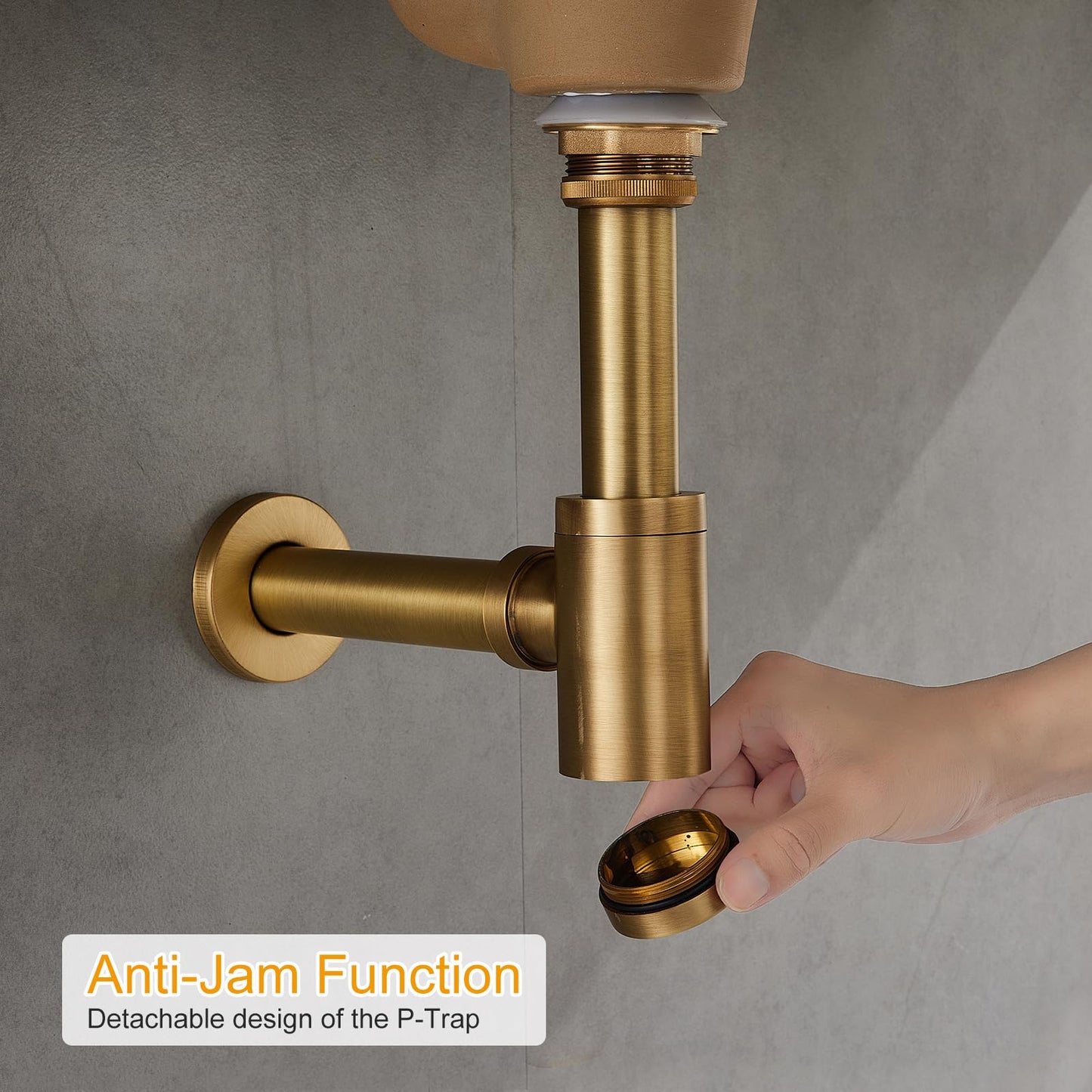 Solid Brass Adjustable 1-1/4 Bottle Trap with Overflow Drain Stopper Set, Bathroom Sink P-Trap Complete Set Sink Drain Kit Tube, Antique BST220