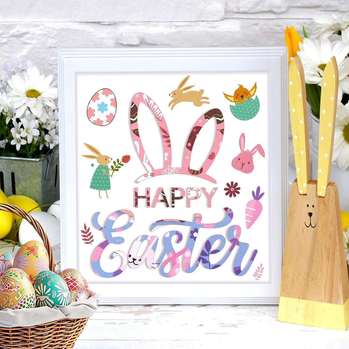 Konsait 24 Sheet Spring Easter Pattern Paper Bunny Rabbit Egg Floral 6x6 Scrapbook Paper Spring Decorative Cardstock Easter Supplies for Diy Making Greeting Cards and Decorating Photo Albums BST326L
