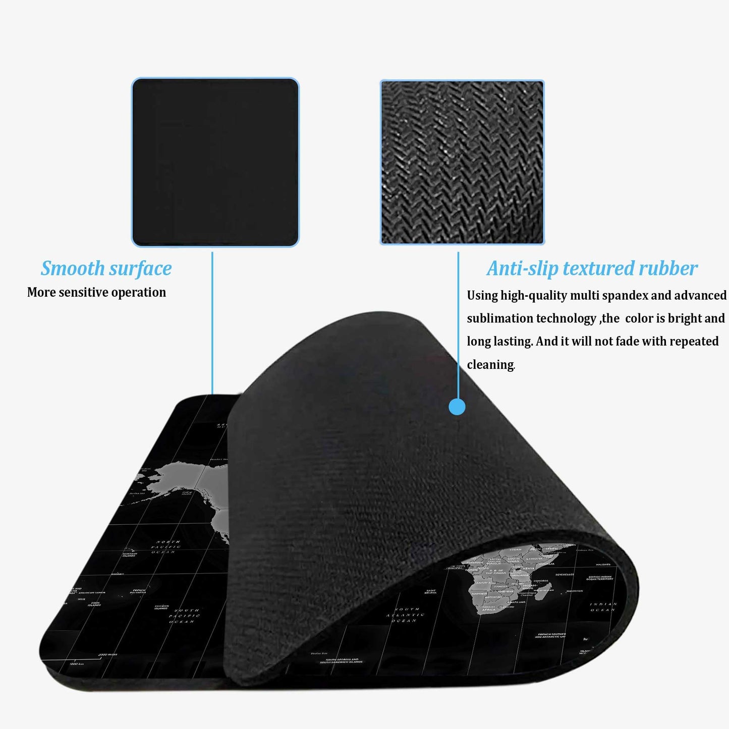 Square Mouse Pad with Non-Slip Rubber Base,Washable Square Cloth Mousepad, Non-Slip Rubber Base for Wireless Mouse for Computers, Laptop, Gaming, Office & Home WN420