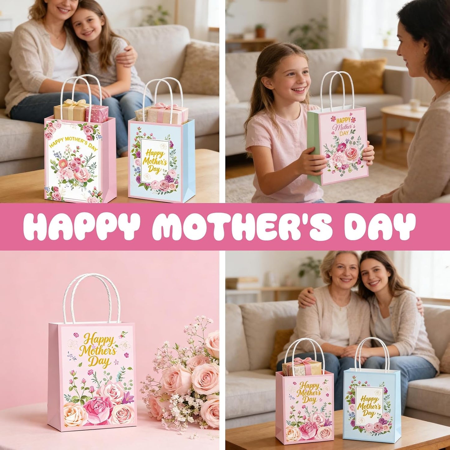 24 Pcs Paper Gift Bags with Handle Party Favor Treat Bags for Birthday Party Supplies WN420