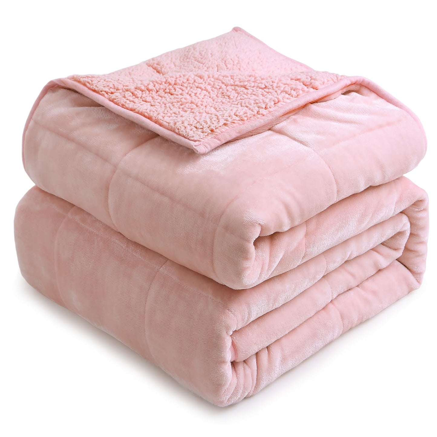 Cottonblue Sherpa Fleece Weighted Blanket for Adults 15 lbs 48x72in Soft | Cozy Flannel Weighted Throw Blankets Full Size for Calming Sleeping Relaxing, Warm Fuzzy Bed Sofa Heavy Blanket Washable,Grey BST202