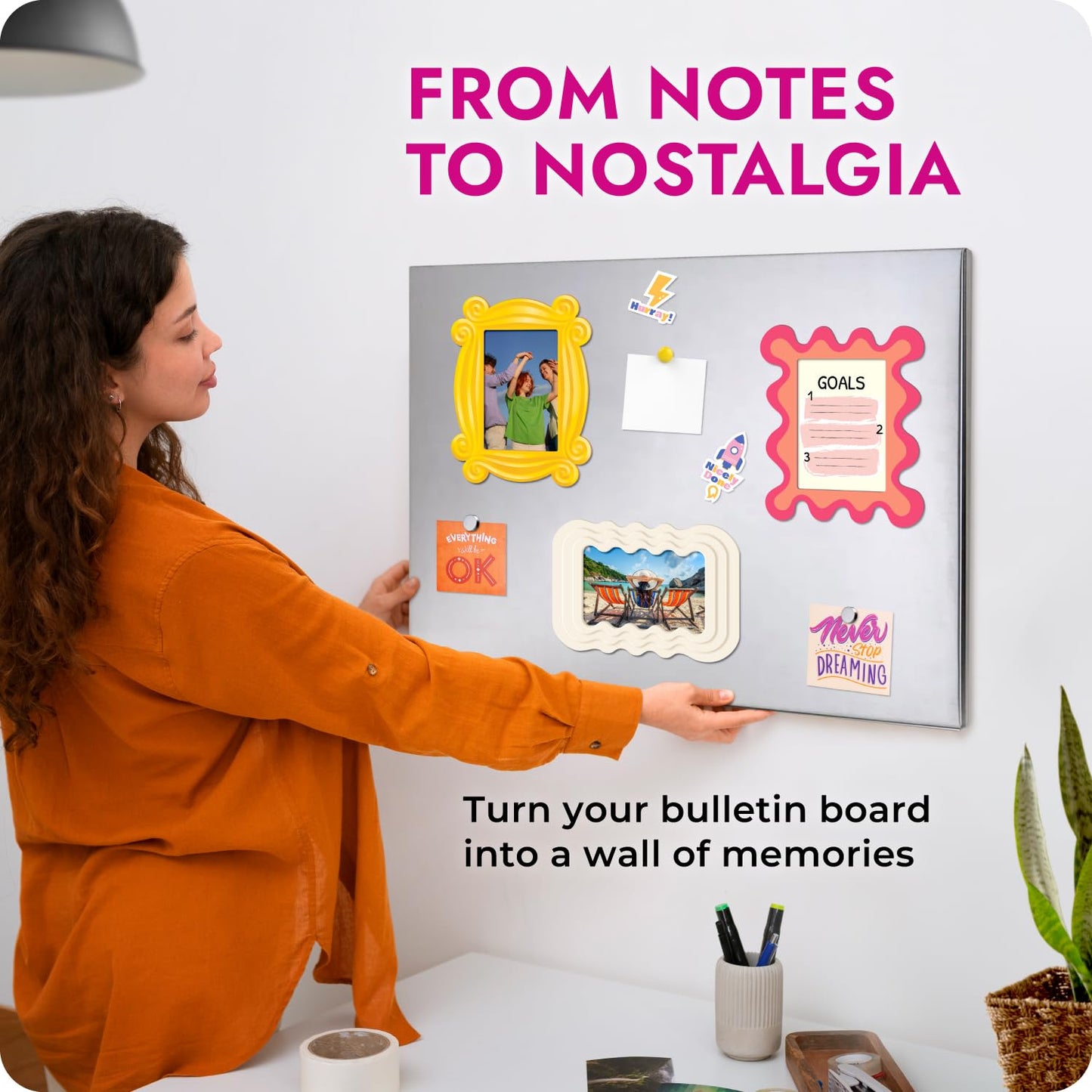 Magnetic Photo Frames - Fun & Unique Magnet Picture Frame - Magnetic Frames for Refrigerator, Locker & More - Fridge Picture Frame Magnets - Back to School Magnetic Picture Frames for Refrigerator 4x6, 3 Pack BST220