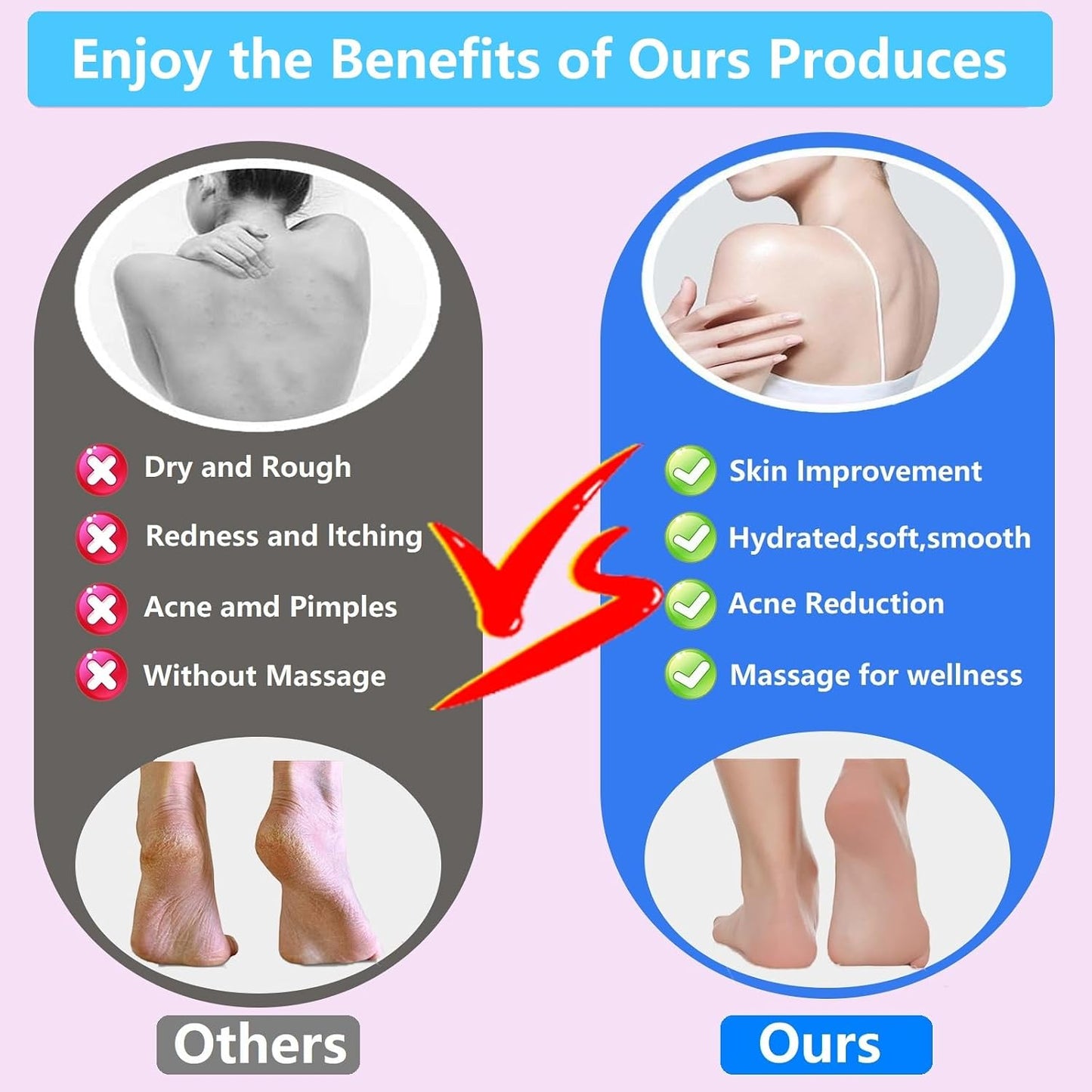 Foot Scrubber&Back Scrubber for Shower Set.Detachable Exfoliating Back Scrubber with Handle+Suction Cup Anti-Slip Foot Scrub Mat Wall Mount for Hygienic Storage&Deep-Cleaning for Men&Women(Pink) BST202