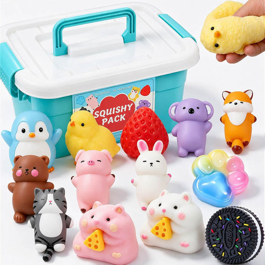 ZiZa Taba Squishy Fun Box Toys Kit Set Stress Relief Squeezee Fidget Sensory Cheap Squishies Toys Pack for Kids Adults BST326H