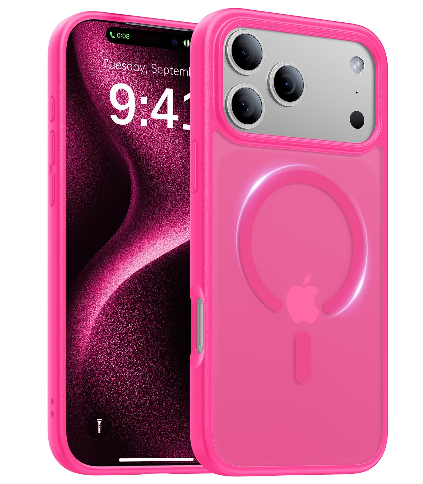 Magnetic for iPhone 17 Pro Max Case,[Anti-Slip][Compatible with MagSafe][Military Grade Drop Protection] Shockproof Protective Translucent Phone Case for iPhone 17 Pro Max Case,Wine Red WN420