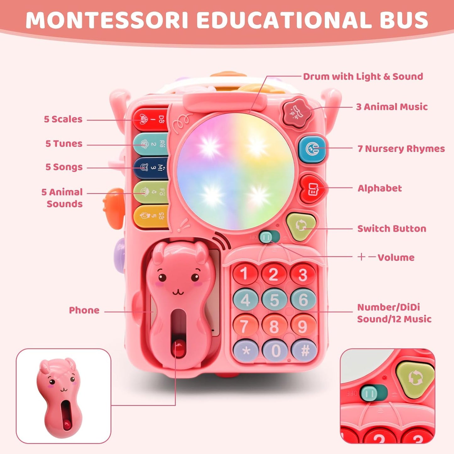 Baby Bus Toy for 1 Year Old Girl Gifts 48