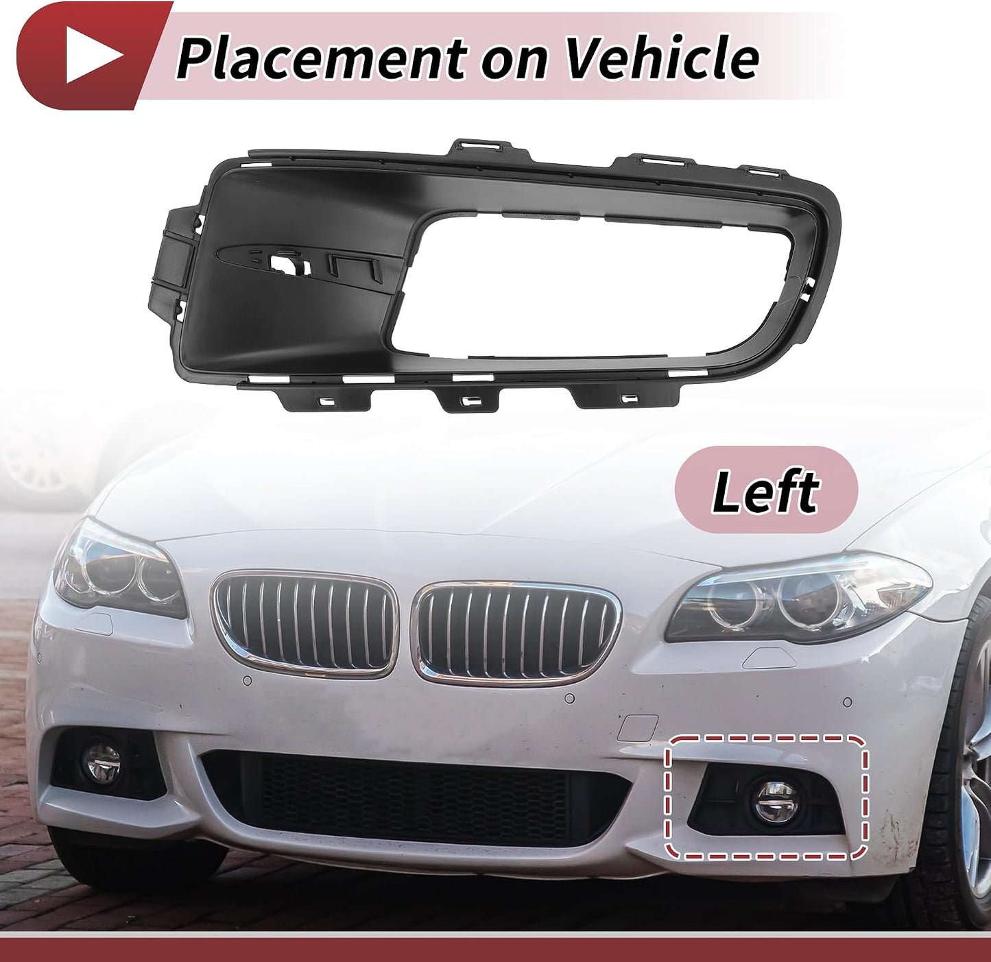 Fog Light Grill Front Lower Bumper Fog Light Cover Inserts for BMW X5 2007-2010 ABS No.51117172449 Black WN420