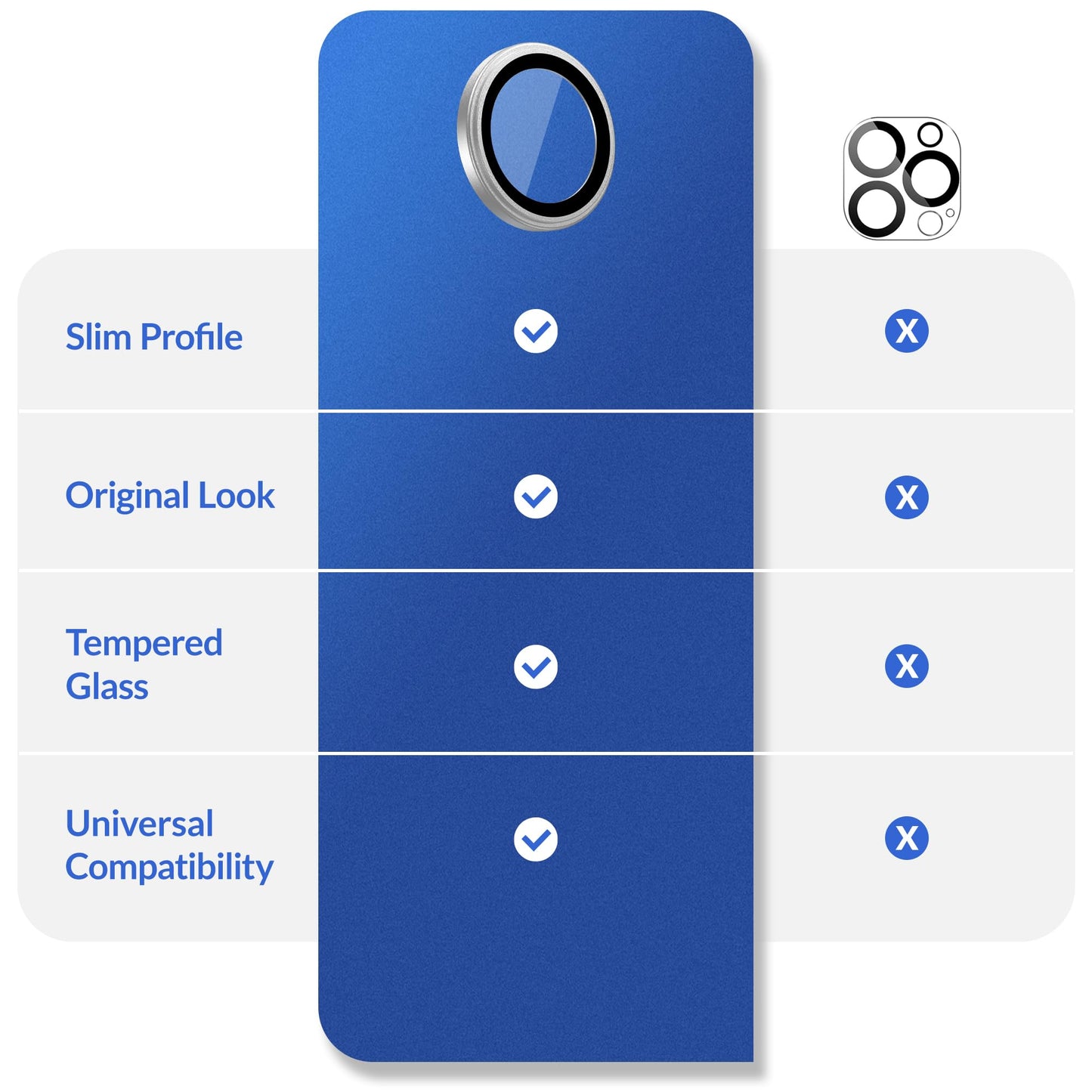 LONLI - for iPhone 16 Pro | 16 Pro Max - Triple Individual Camera Lens Protector - Rainbow Holographic Glitter WN420