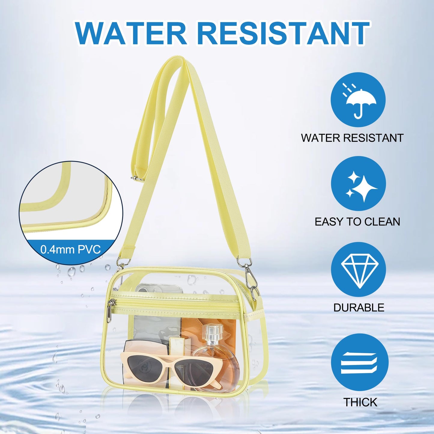 Clear Bag for Stadium Events Stadium Approved Women's Top-Handle Handbags | Mini Small Clear Bag Purse with Wide Adjustable Strap and Front Pocket for Sports Concerts, Festivals BST202