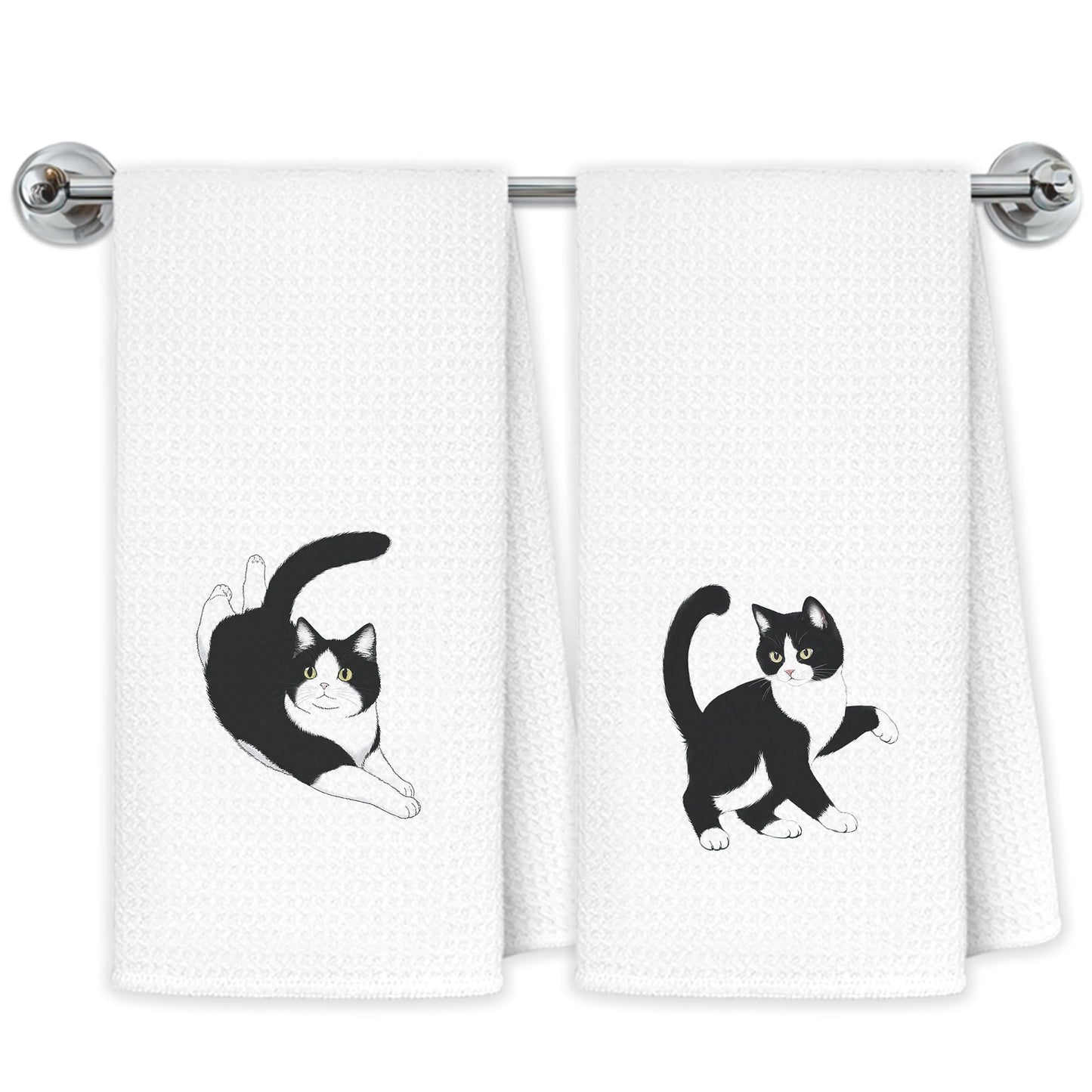 Blue and White Chinoiserie Orange Cat Bathroom Hand Towels, Orange Cat Gifts, Funny Oriental Kitty Decorative Hand Towels Bathroom Restroom Washroom Yoga Spa Zen Decor, 16x24 Inch BST326L