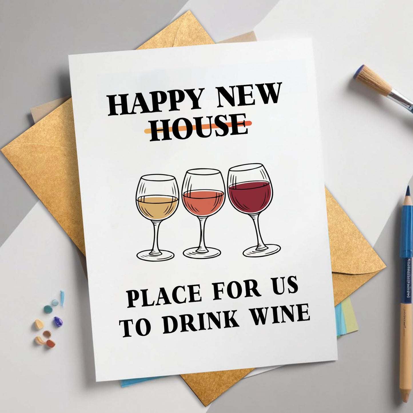 Congrats on Your New Home Housewarming Greeting with Gold Lettering and Key Design, Funny Congratulations Gift for New Homeowners, First-Time Buyers, Friends, Neighbors, Real Estate Clients Single 5.3''x8'' with Envelope BST326L