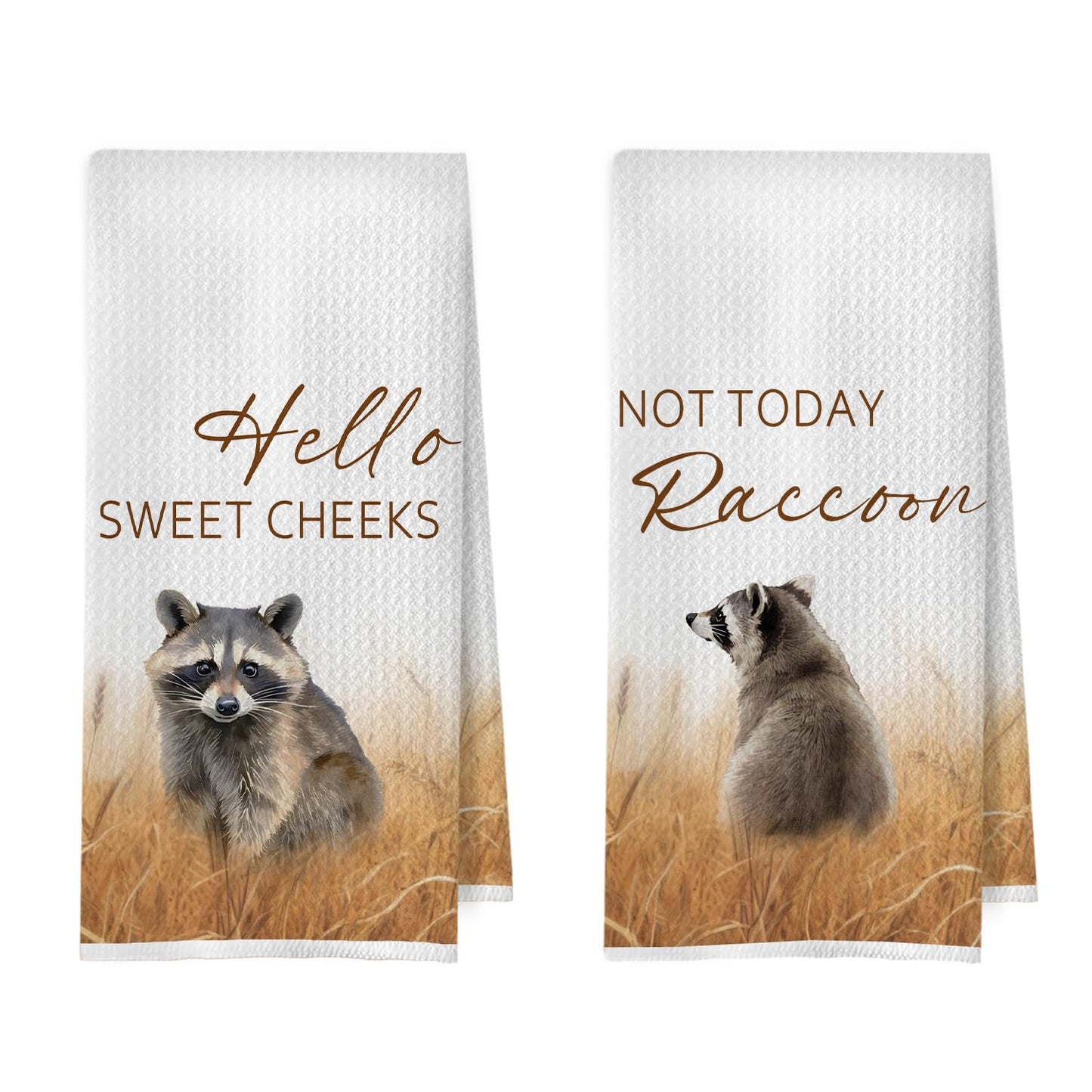 Raccoon Gifts Bathroom Towels Set - Raccoon Gifts Decorative Hand Towels, Hello Sweet Cheeks Bathroom Decor, 16x24 Inches Set of 2 BST220