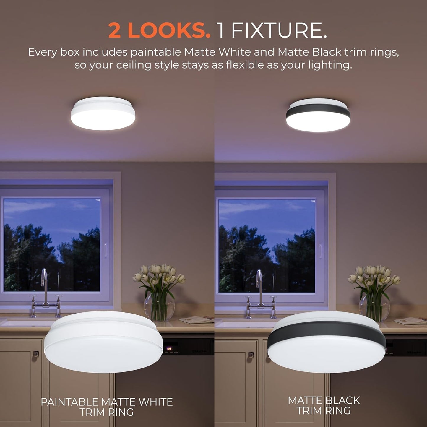 HALO FM 11” Indoor LED Flush Mount Ceiling Light w/Night Light 31