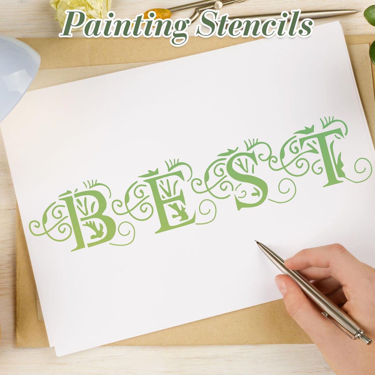 Letter Stencils for Crafts Reusable 42Pcs Number Stencils(5 Inch Font) | DIY Art Painting Stencil Furniture Decor Kit for Wood Embroidery Wall Silk Screen Journaling BST202