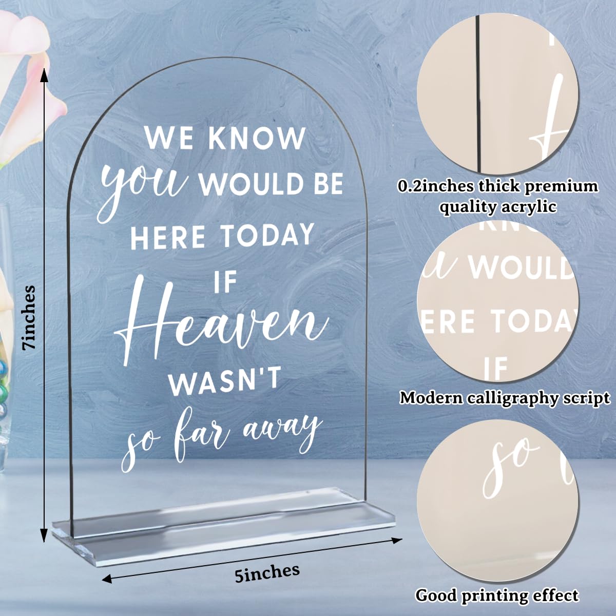 Acrylic Wedding Signs, Bridal Shower Decorations, Modern Arched Round Top Acrylic Table Top Sign with Holder for Wedding Reception Party Dinner - Can't Wait to See What Develops (Clear) BST326L