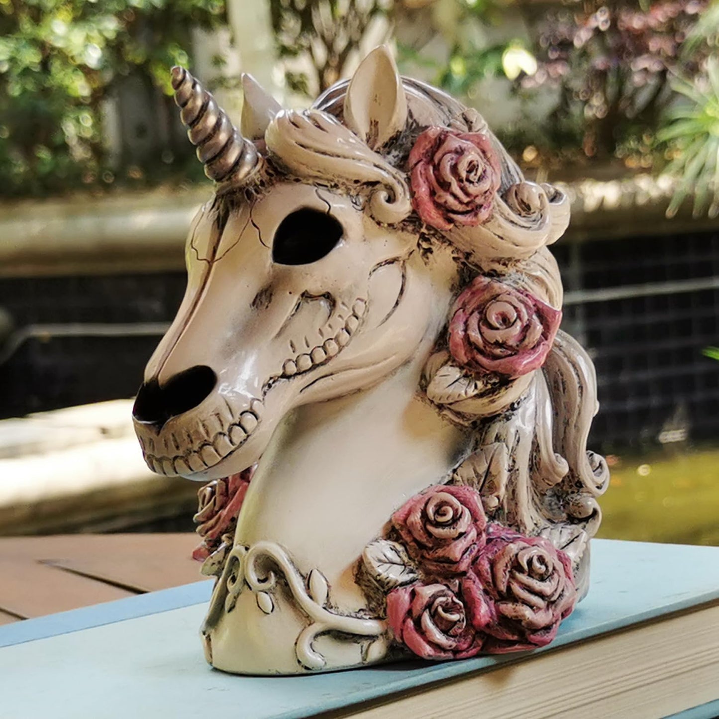 Gothic Unicorn Skull Piggy Bank Sugar Skull Gift for Women Adults Halloween Skeleton Day Dead Goth Home Decor BST220