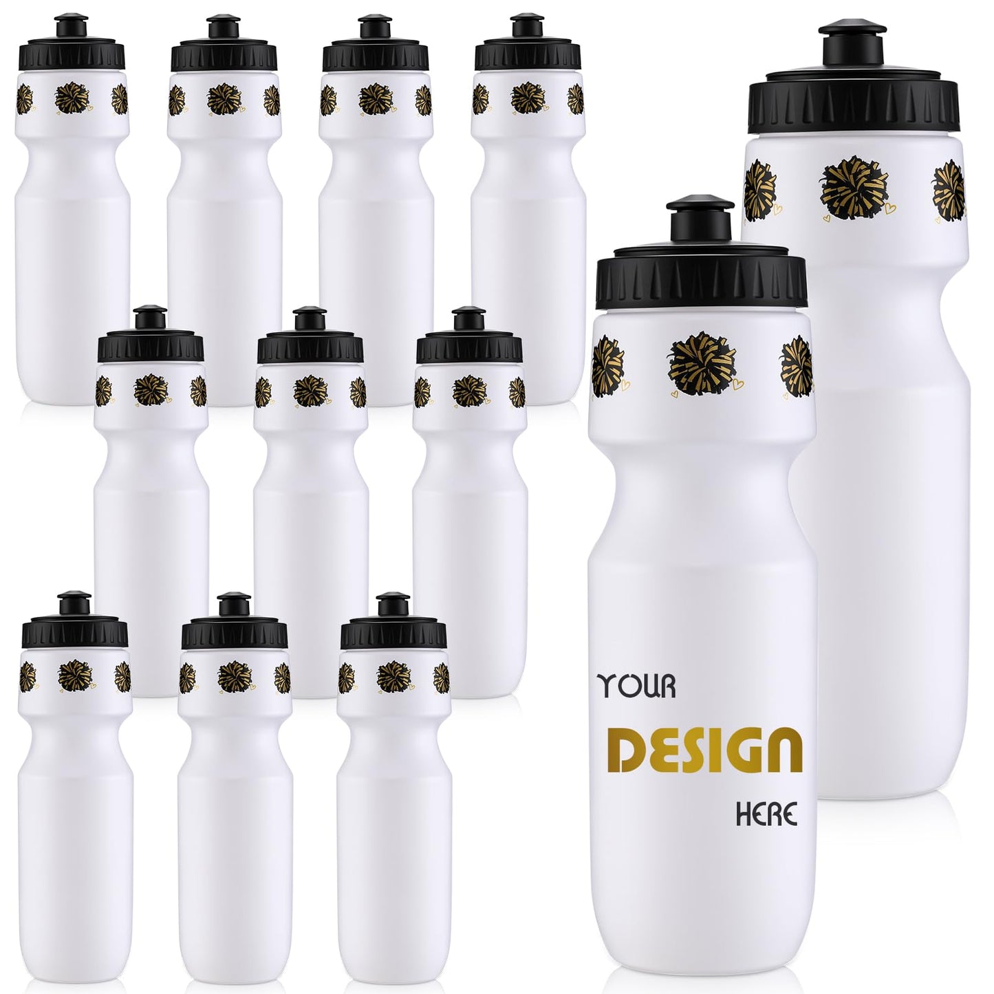 Talltalk 12 Pack Cheerleading Water Bottles Bulk 24 oz Reusable Plastic Cheer Water Bottles with Pull Top Cap Dishwasher Safe Cheerleader Drinking Bottle for Game Sports Dance Party (Rose Red) BST220