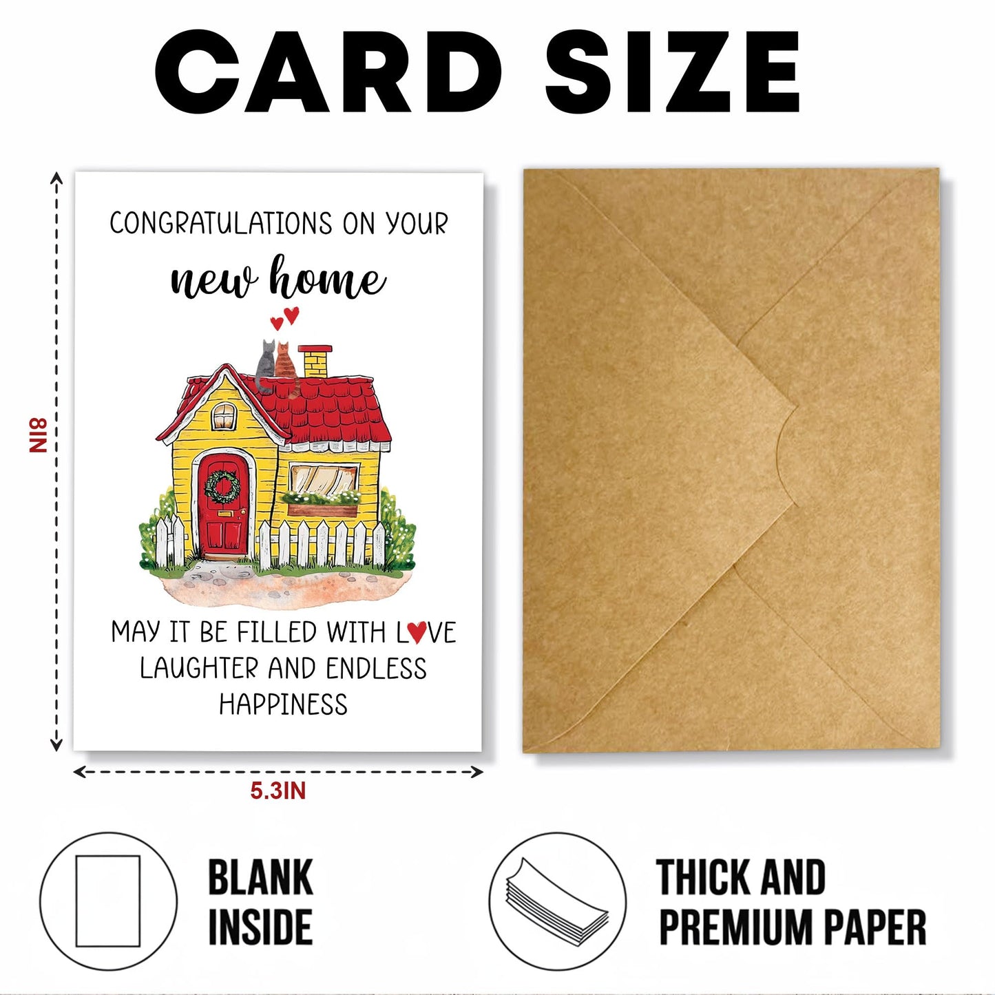 Congrats on Your New Home Housewarming Greeting with Gold Lettering and Key Design, Funny Congratulations Gift for New Homeowners, First-Time Buyers, Friends, Neighbors, Real Estate Clients Single 5.3''x8'' with Envelope BST326L