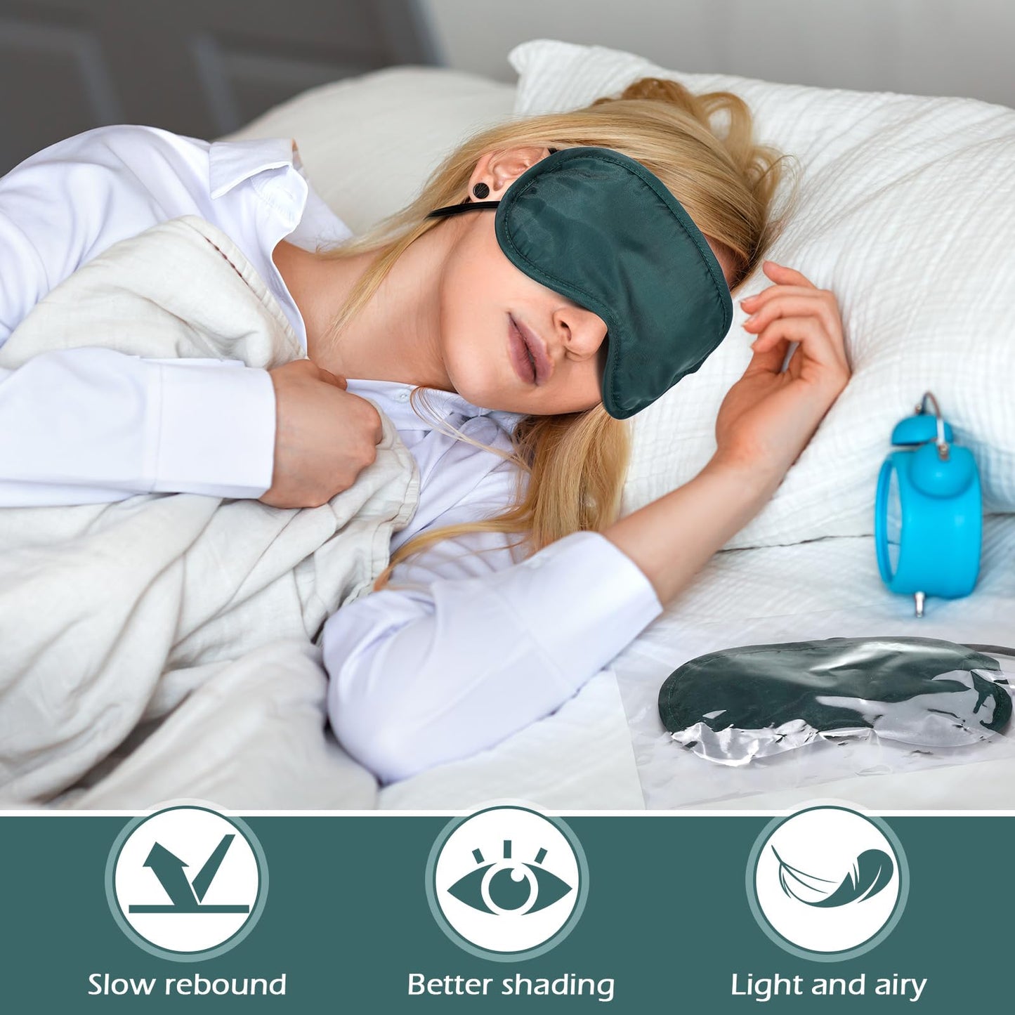 Tarpop 200 Pcs Eye Mask Sleeping Blindfold Eye Cover with Adjustable Strap for Games Party Team Building Travel Individually Wrapped Sleep Mask for Women Men (Blue)