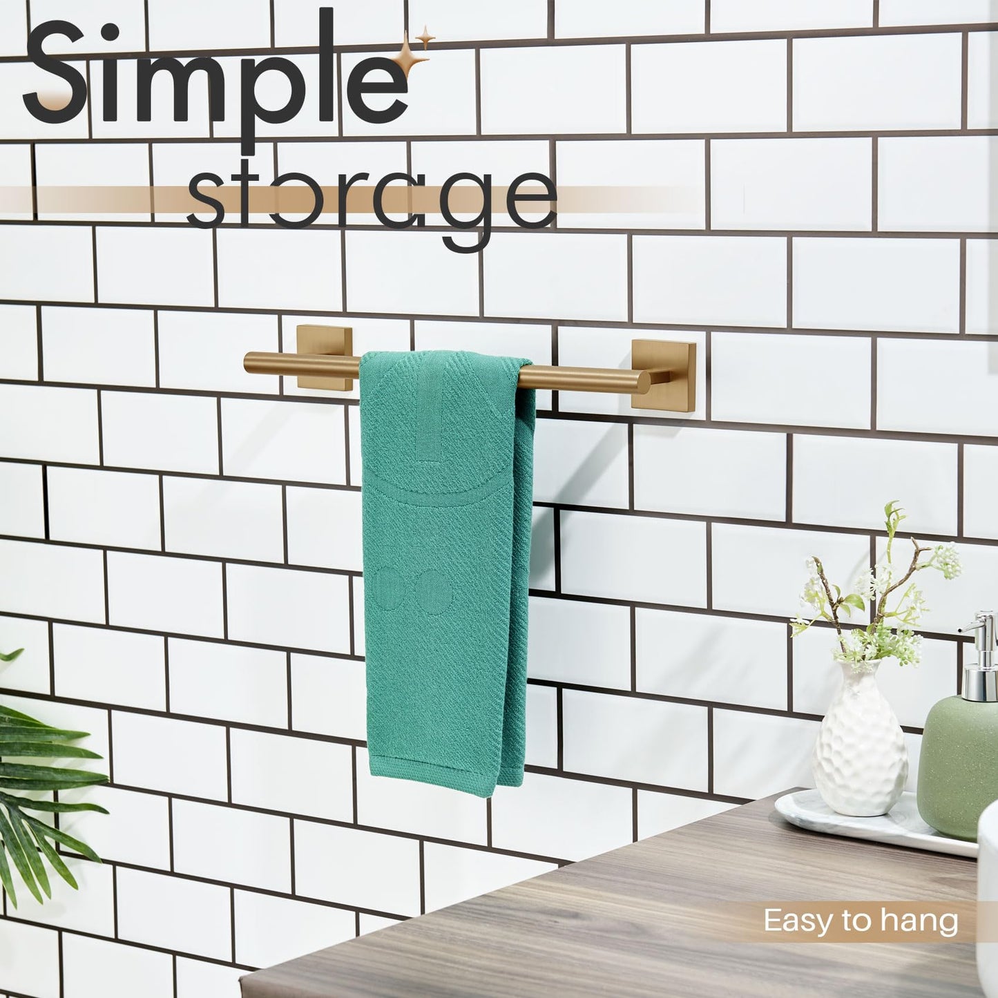 KOKOSIRI Bathroom Towel Bars 16 Inch Towel Rail Matte Black 40CM Hand Towel Holder for Bath Kitchen Wall Stainless Steel B4005BK-L16 BST202