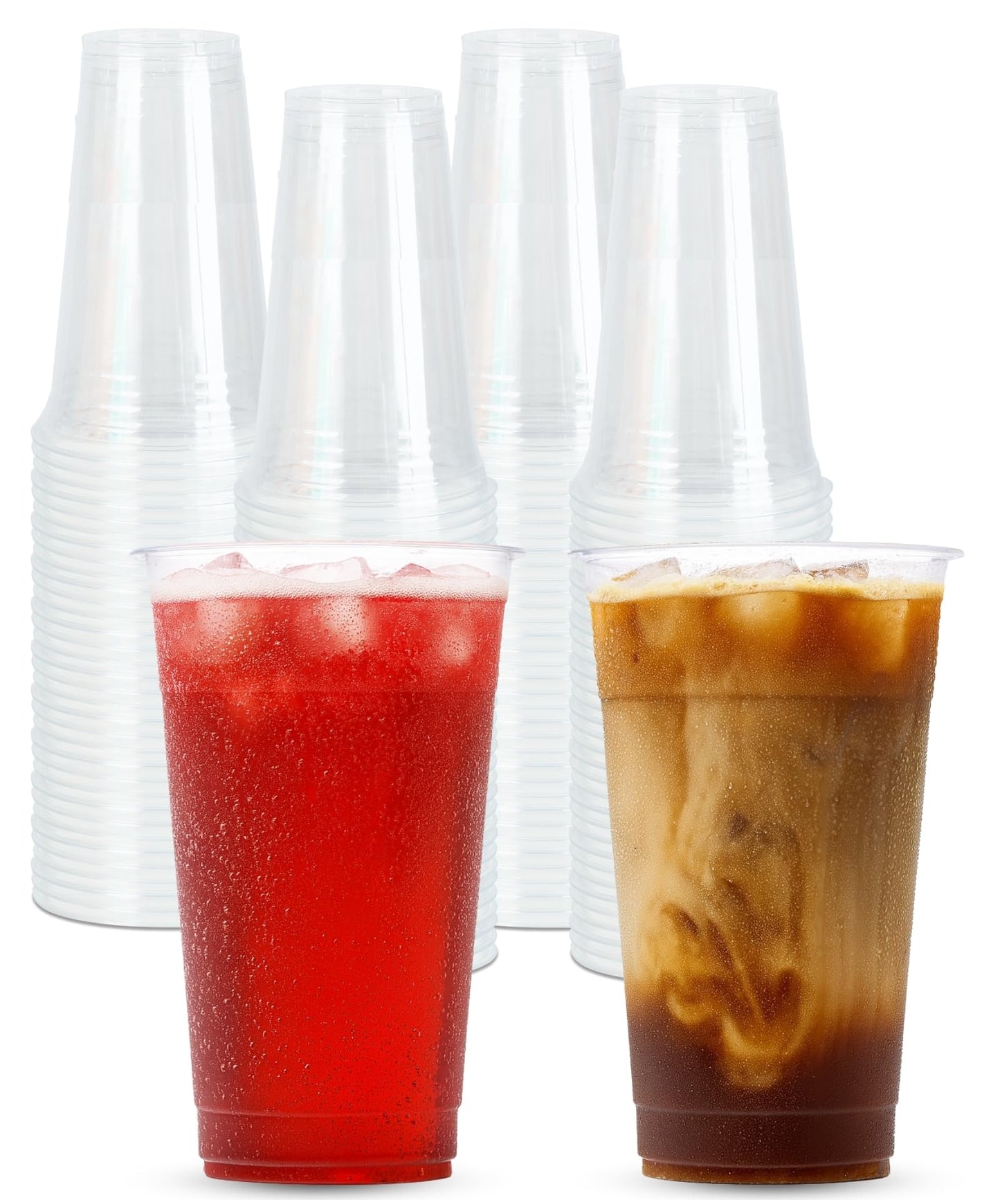 Cappatua 16 oz Clear Plastic Cups 100 Pack – Disposable Drinking Cups for Party, BPA-Free Cold Cups, Recyclable & Durable Plastic Party Cups Tumblers for Iced Coffee, Cocktails, Juice, Wine, Beer BST326H