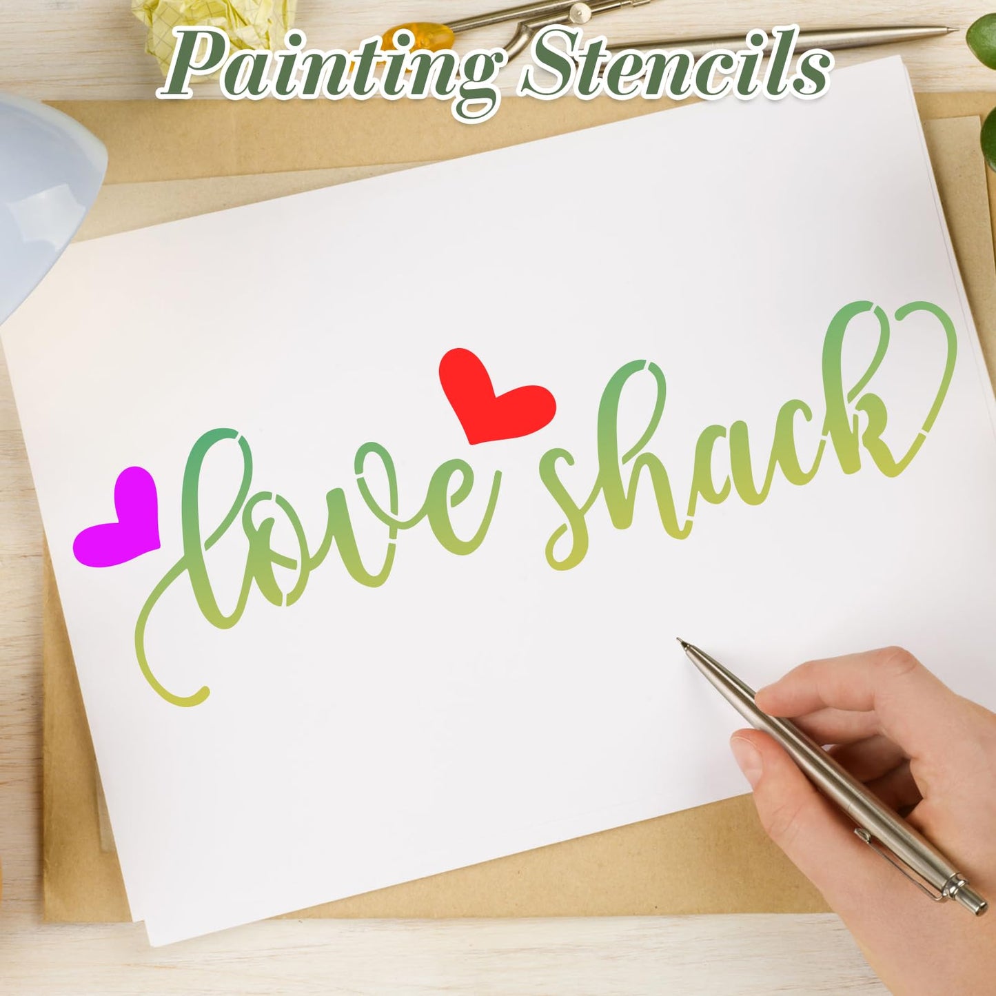 Letter Stencils for Crafts Reusable 42Pcs Number Stencils(5 Inch Font) | DIY Art Painting Stencil Furniture Decor Kit for Wood Embroidery Wall Silk Screen Journaling BST202