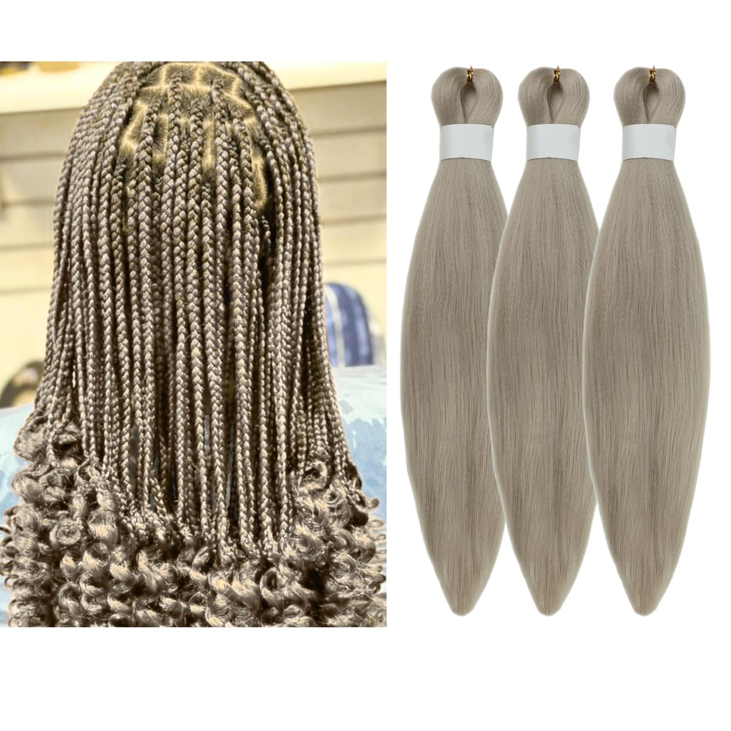 Purple Braiding Hair Pre stretched Knotless 26 inch | Hypoallergenic Synthetic Purple Prestretched Ez Braid Knotless Itch Free Soft Yaki Texture Hot Water Setting WN420