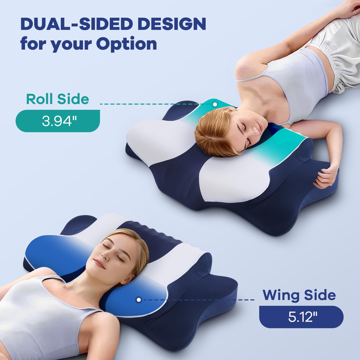 DONAMA Cervical Pillow for Neck and Shoulder,Contour Memory Foam Pillow,Ergonomic Neck Support Pillow for Side Back Stomach Sleepers with Pillowcase-Standard Size BST220