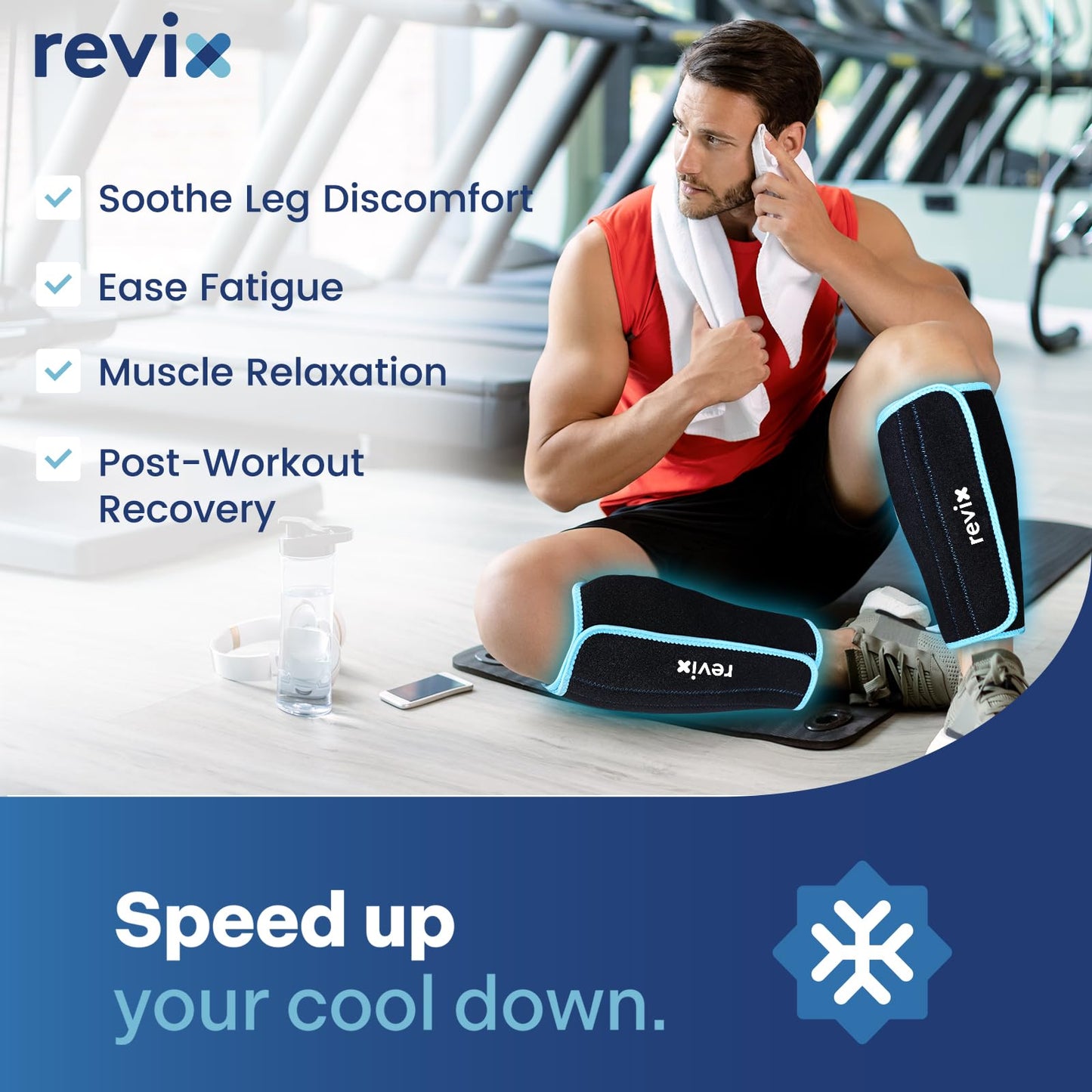 REVIX Shin Ice Pack Reusable Leg Ice Pack Wrap Cold Therapy Compression Sleeve N25