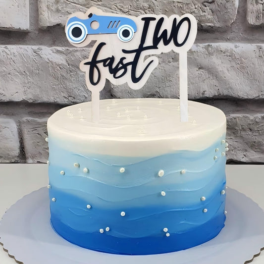 Wood Two Fast Cake Topper - Wood Race Car Cake Topper,Race Car Second Birthday Party Decorations,Race Car Birthday Cake Topper,Vintage Race Car Cake Toppers (Two Fast Topper) WN420