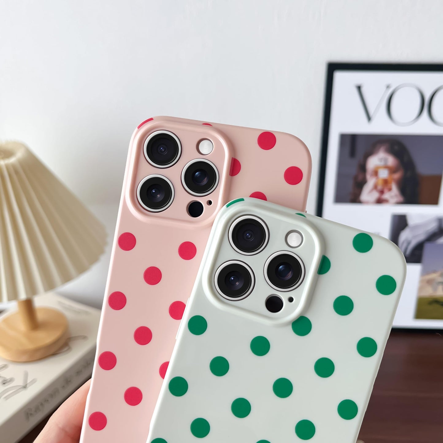 Skyseaco Compatible with iPhone 15 Case Cute Polka Dot Phone Case Soft Slim TPU Shockproof Phone Cover Full Camera Protection for Women Girls - Black WN420