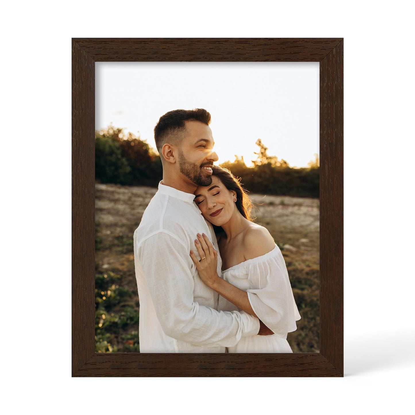 YESKAY 12x16 Picture Frame - 12 x 16 Photo Frame Made of Solid Oak Wood and Real Glass,Display Picture 4 Opening 5x7 with Mat or 12x16 Without Mat for Wall Mounting(Color Walnut) BST326H