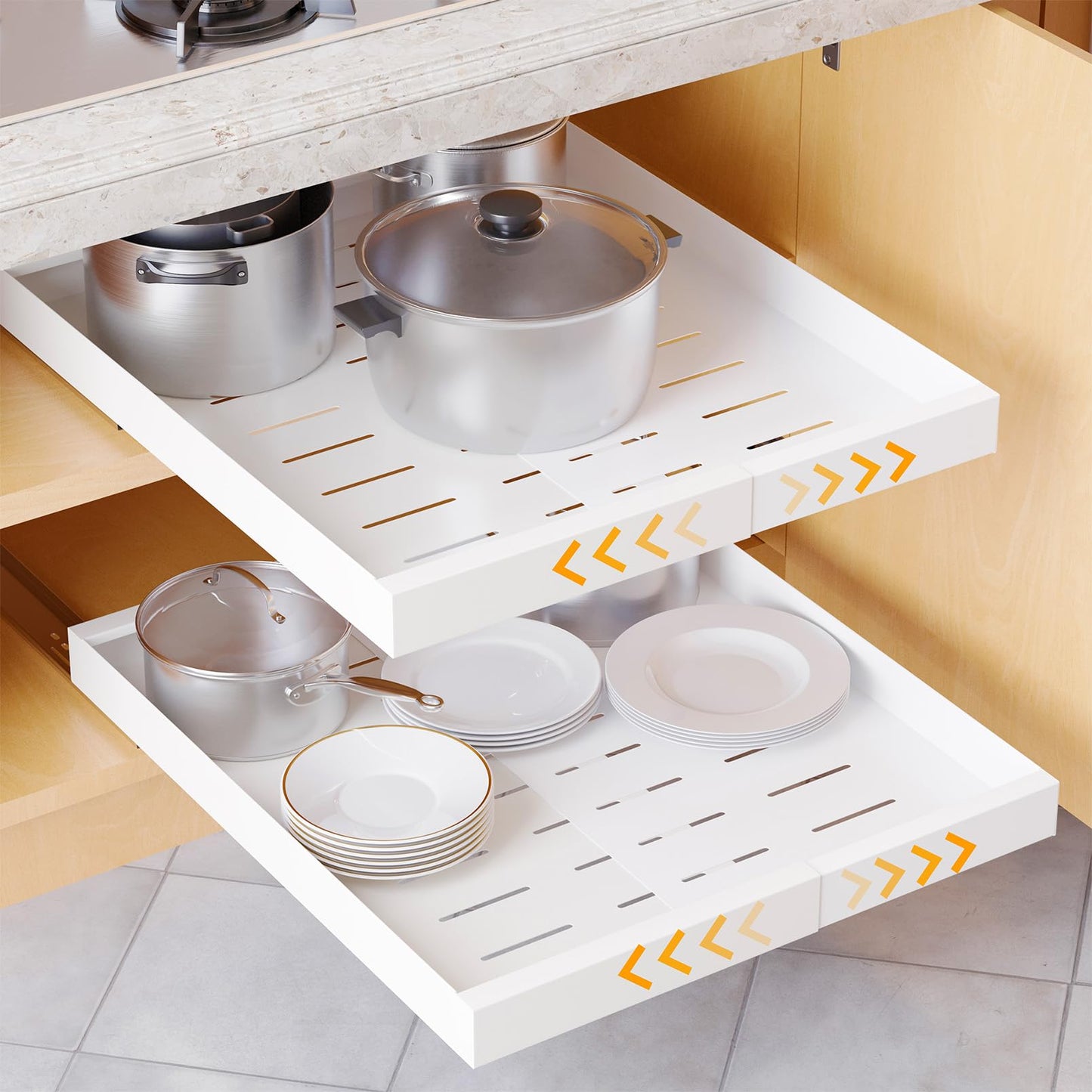 SpaceAid Pull Out Cabinet Organizer, 1 Pack Expandable 11.8"-19.6" (Need to Pull to Wide) N26