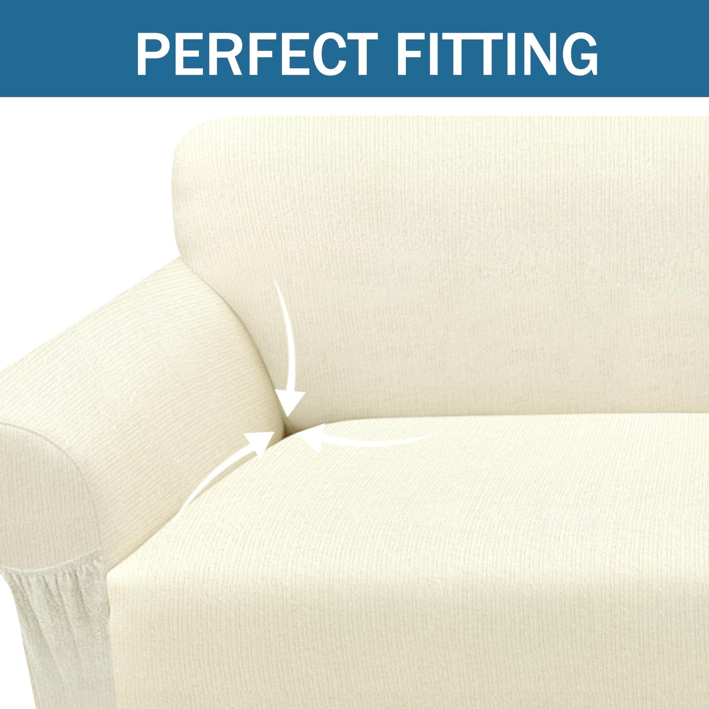 Sofa Slipcover with 2 Pillow Cover for 3 Cushion Couch, Non Slip Furniture Protector with Elastic Bottom, Washable Sofa Cover for Kids, Pets (Sofa, Navy) BST326H