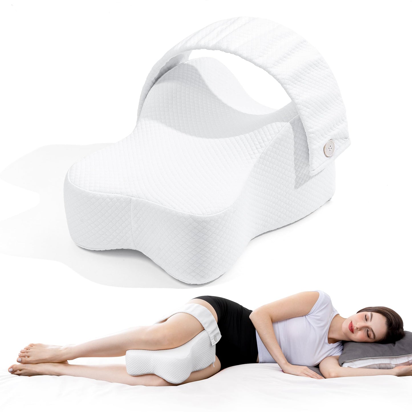 UJPFEO Knee Pillow for Side Sleepers,Leg Pillows for Sciatica,Knees,HIPS,Joints Between Legs,Back Pain Relief When Side Sleeping Spine Alignment Support for Knee Surgery Recovery,Grey WN420