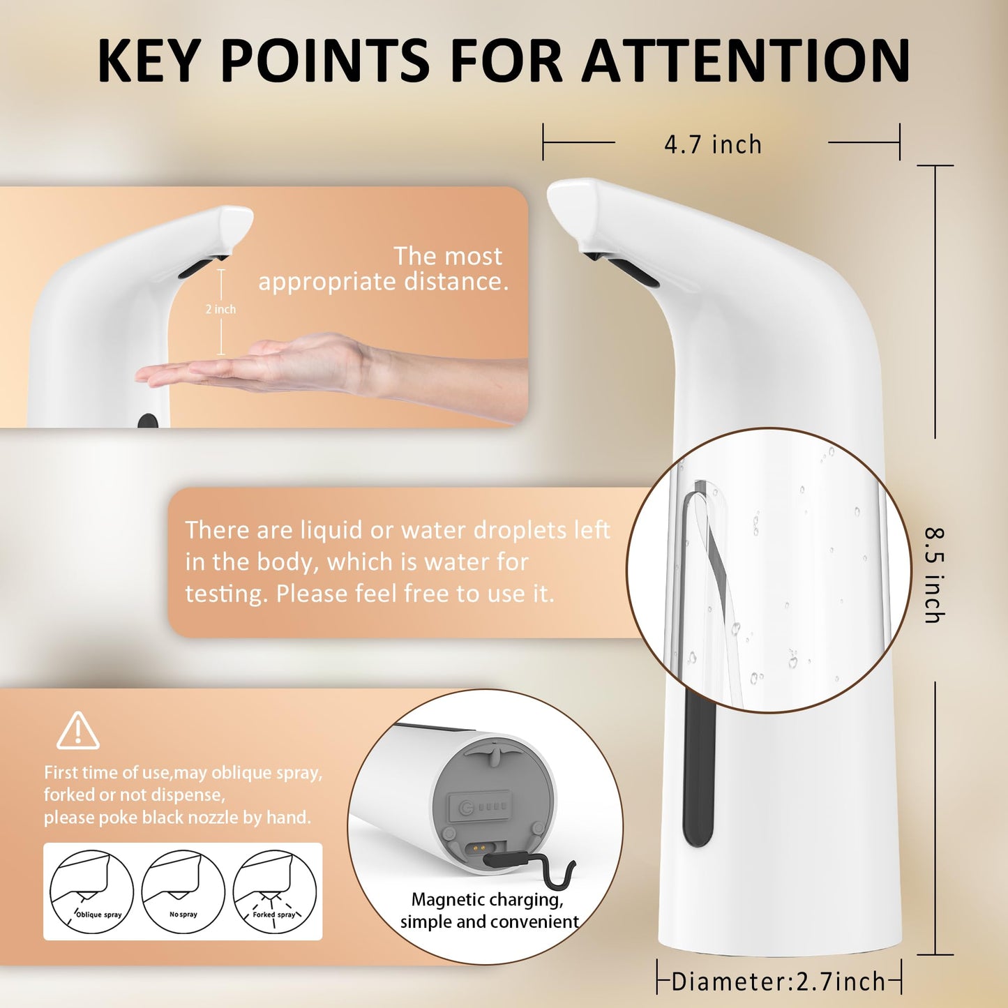 Automatic Soap Dispenser Touchless,400ML Hand & Dish Countertop Electric Liquid Dispenser with Sensor,Modern 4 Gear Adjustable Black Waterproof Battery Operated Kitchen Auto Soap Pump WN420