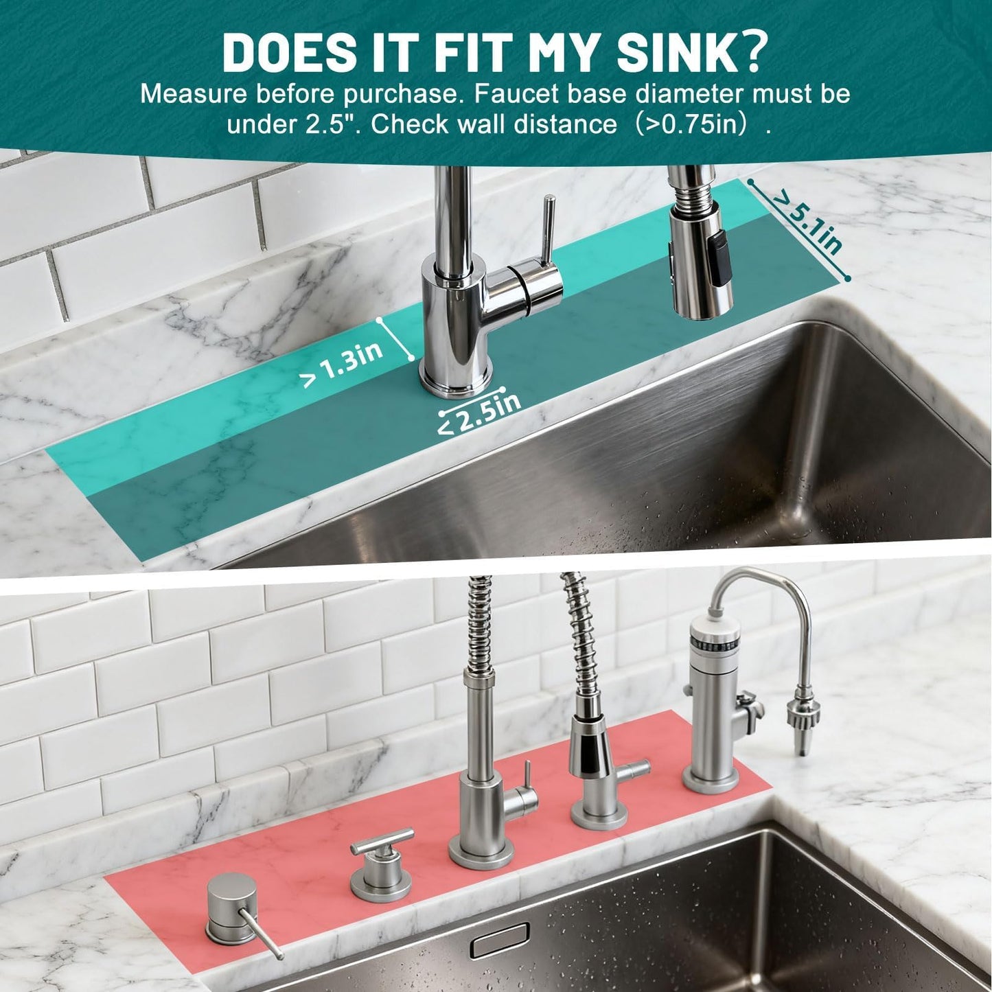 Hopegiver Stone Faucet Mat for Kitchen Sink - Fast Drying Diatomite Sink Protector Prevent Moisture, Super Water Absorbing Stone Tray for Kitchen & Bathroom Counter (White, 15.7"x3.9") BST326H