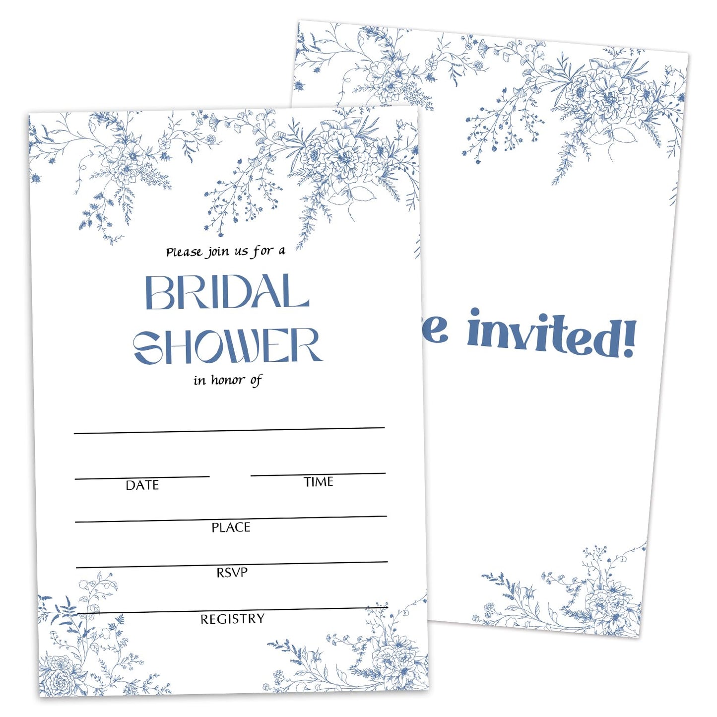 50 Years Anniversary Bridal Shower Invitations Cards, Set of 25 Gold Foil Floral Fill in Style 50th Year Wedding Invites Cards with Envelopes for Couples Marriage Party Supplies-T05 WN420