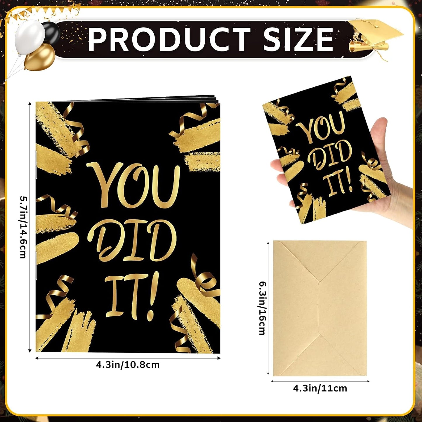 4 Sets Graduation Gift Card Book, Congrats Grad Money Holder Cards with Envelopes, Graduation Gift Card Booklet Organizer for Class of 2026, Students, Friends BST326L