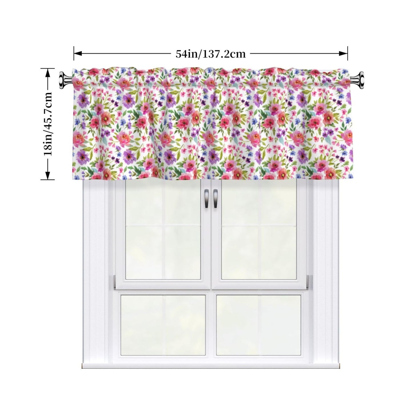 Easter Valances for Windows - Pink Spring Cafe Curtains Floral Bunny Short Curtains for Living Room Bathroom Bedroom Basement BST202