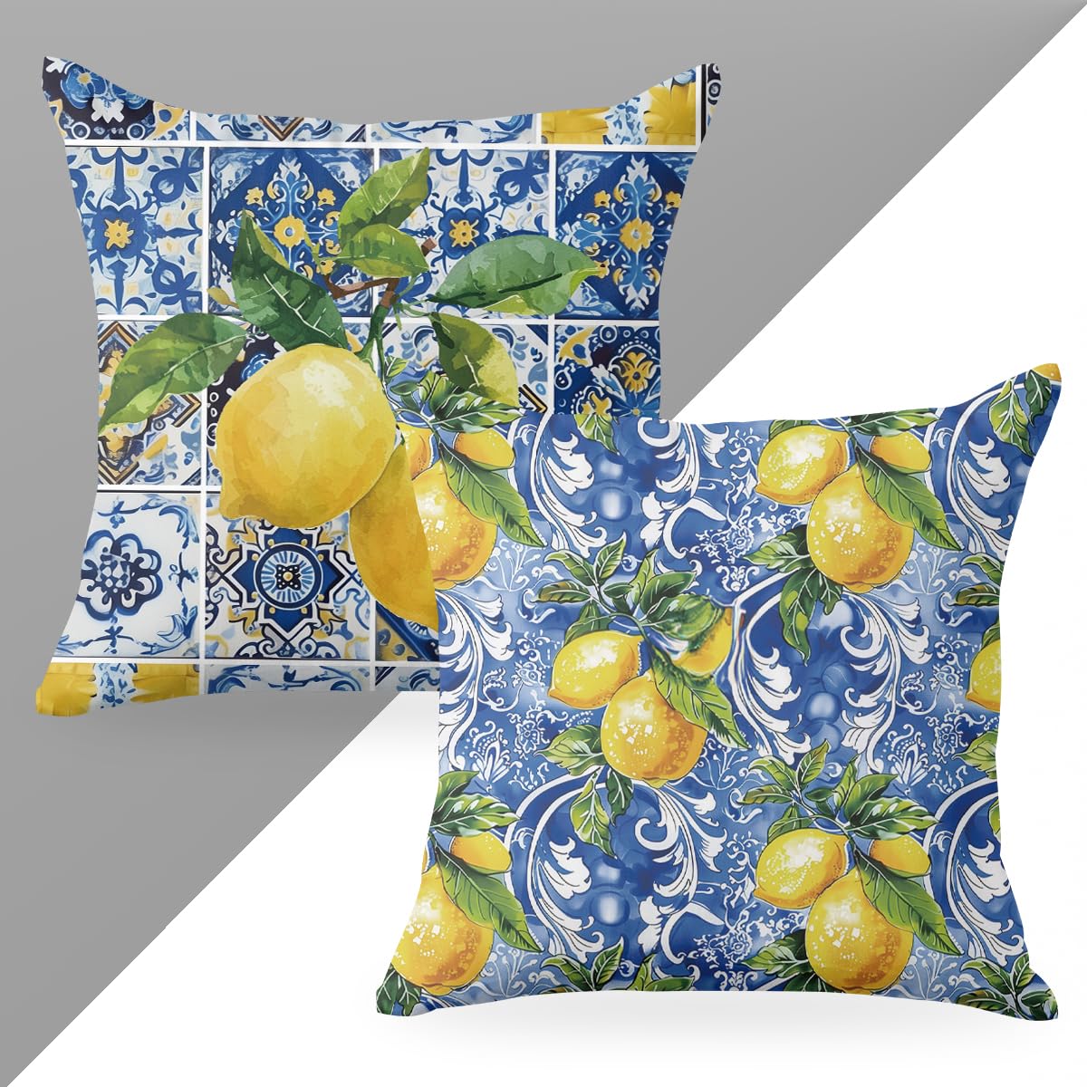 4 PCs Lemon Decor Pillow Covers 18x18, Italian Gifts Throw Pillow Covers | Italy Lemon Pillow Cases Decorative Pillow Protectors Living Room Bedroom Office Home Decor for Cushion Car Bed BST202