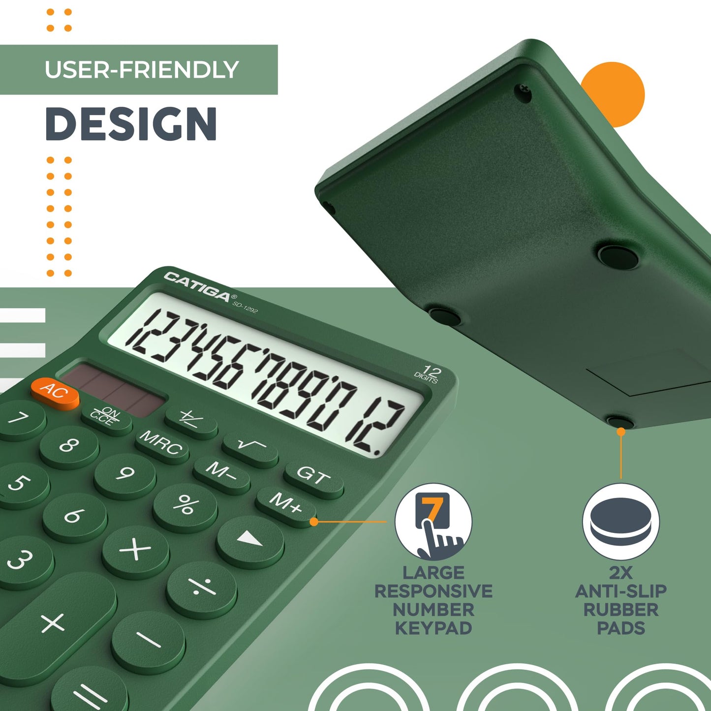CATIGA 12 Digit Desktop Calculator Basic Desk Calculator with Large LCD Display RD12
