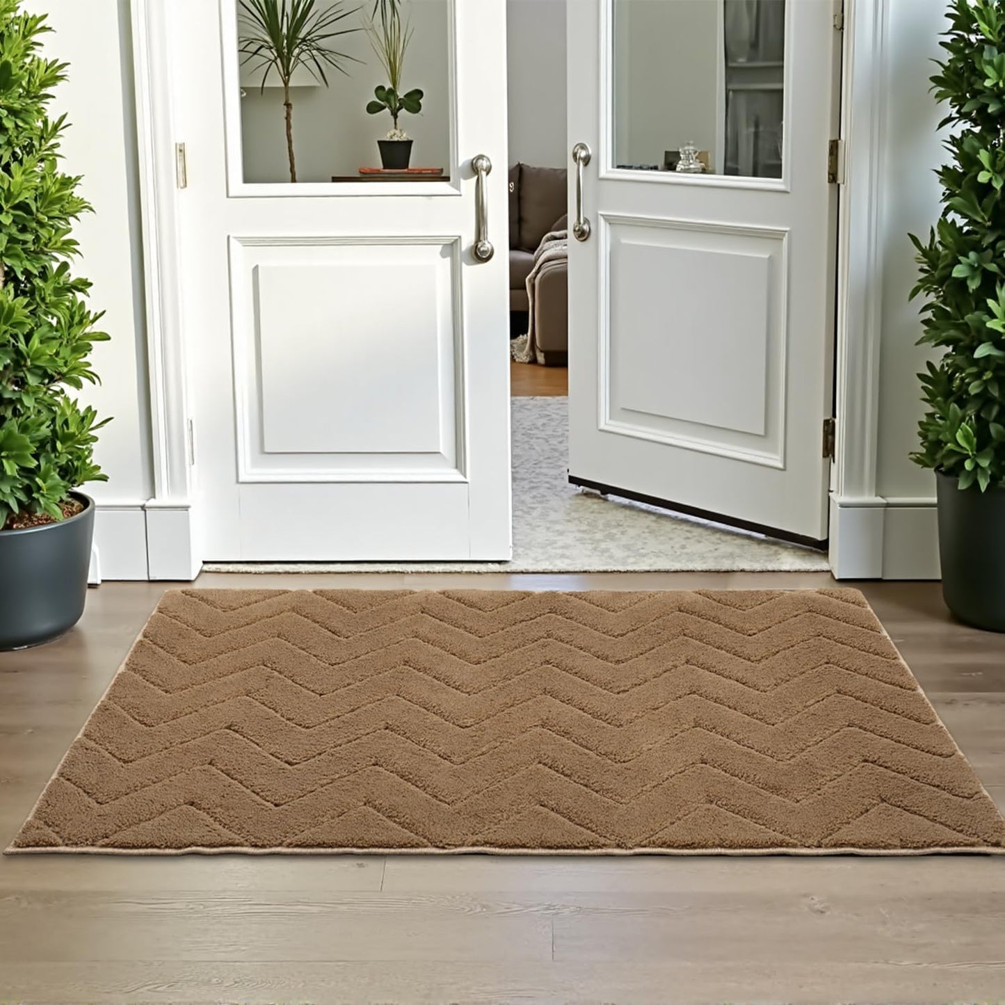 Stiio Bathroom Rugs, Bath Mats for Bathroom, Extra Soft and Water Absorbent, Non Slip Washable Mat for Floor, Tub and Shower, Front Door Entrance Inside Doormat, 24x35 Inches Brown BST202