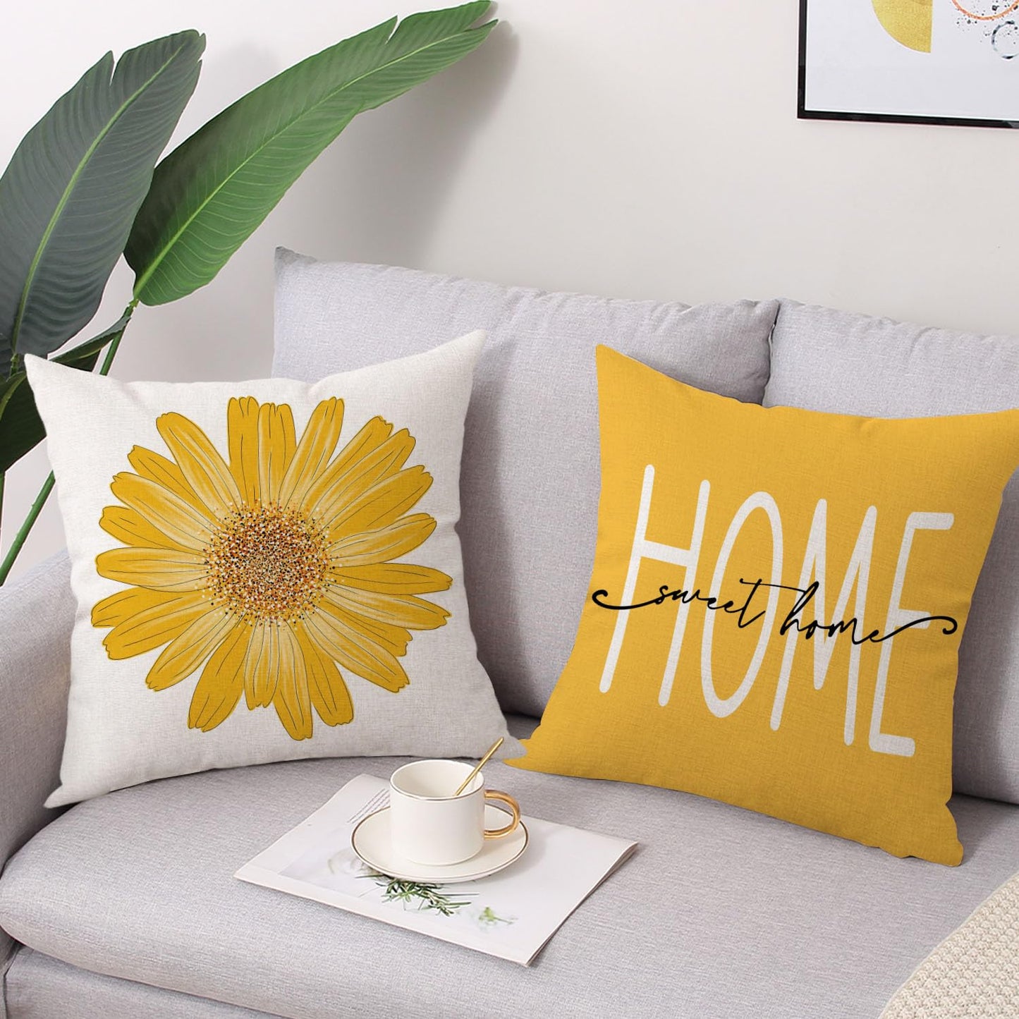Spring Easter Pillow Covers 18x18 Set of 2 Rabbit Bunny Carrot Truck Spring Flowers Decorative Throw Pillow Covers for Home Office Sofa Bed Couch BST326L